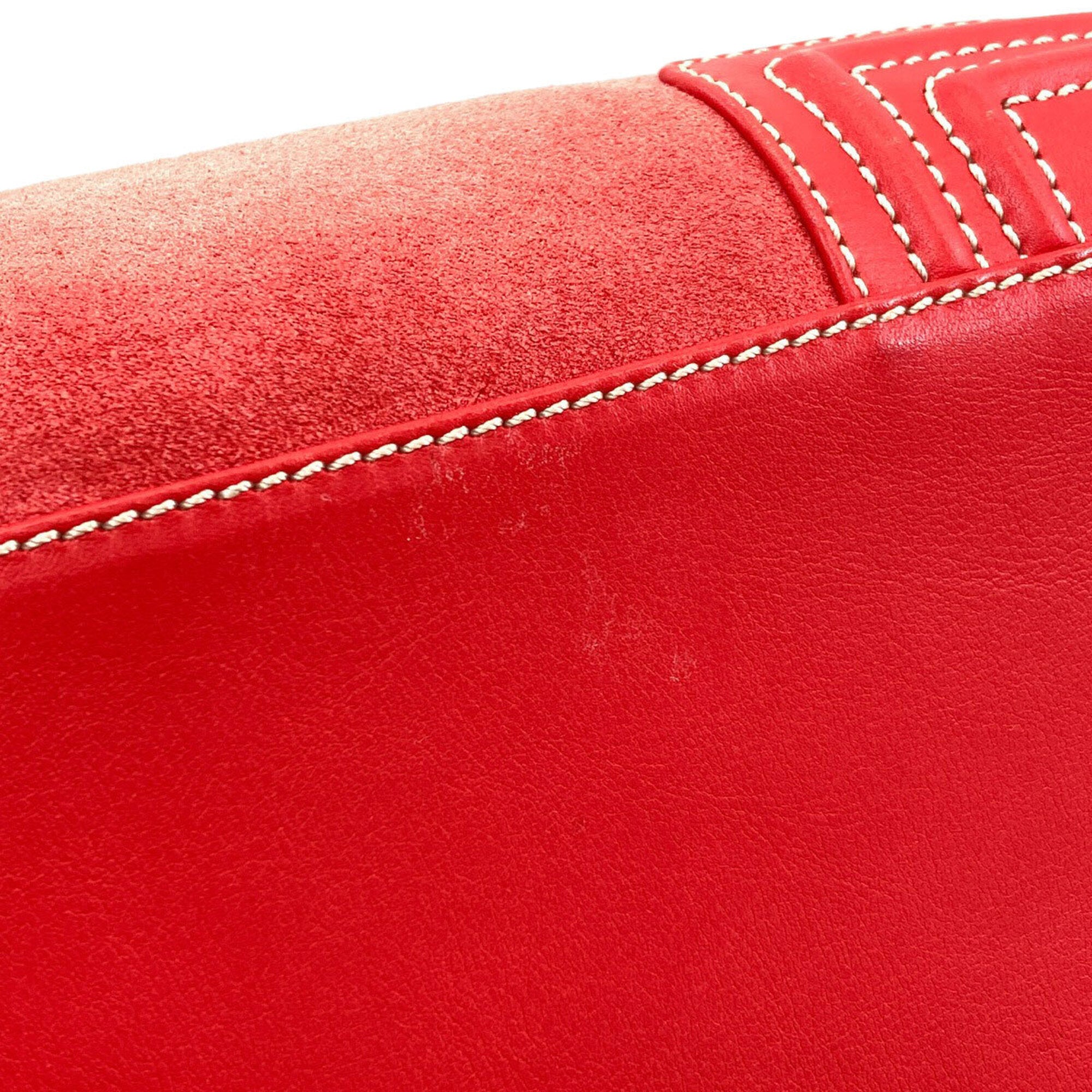 Loewe Red Color Suede Handbag (Pre-Owned)