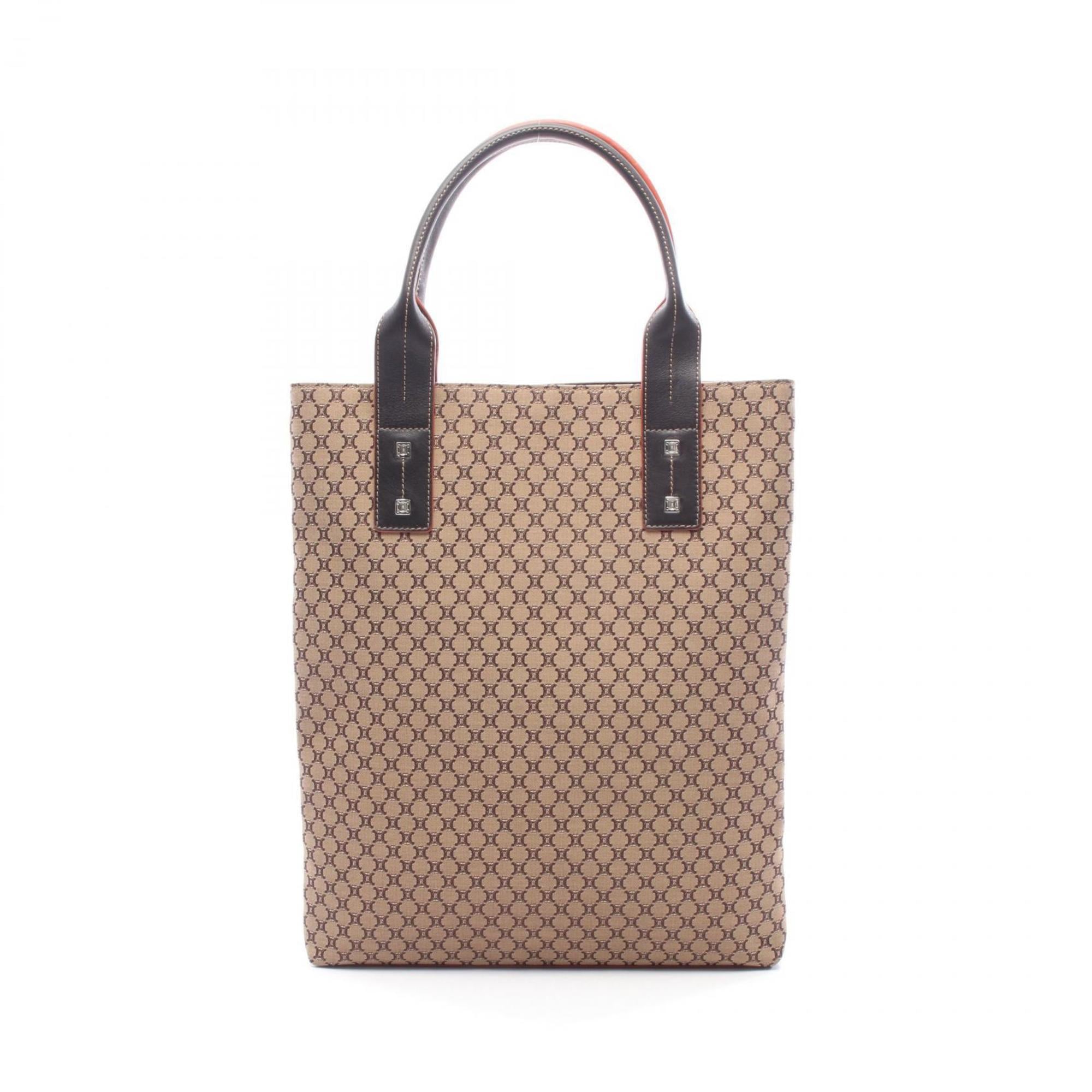 Celine Brown Leather Nylon Canvas Tote Bag (Pre-Owned)