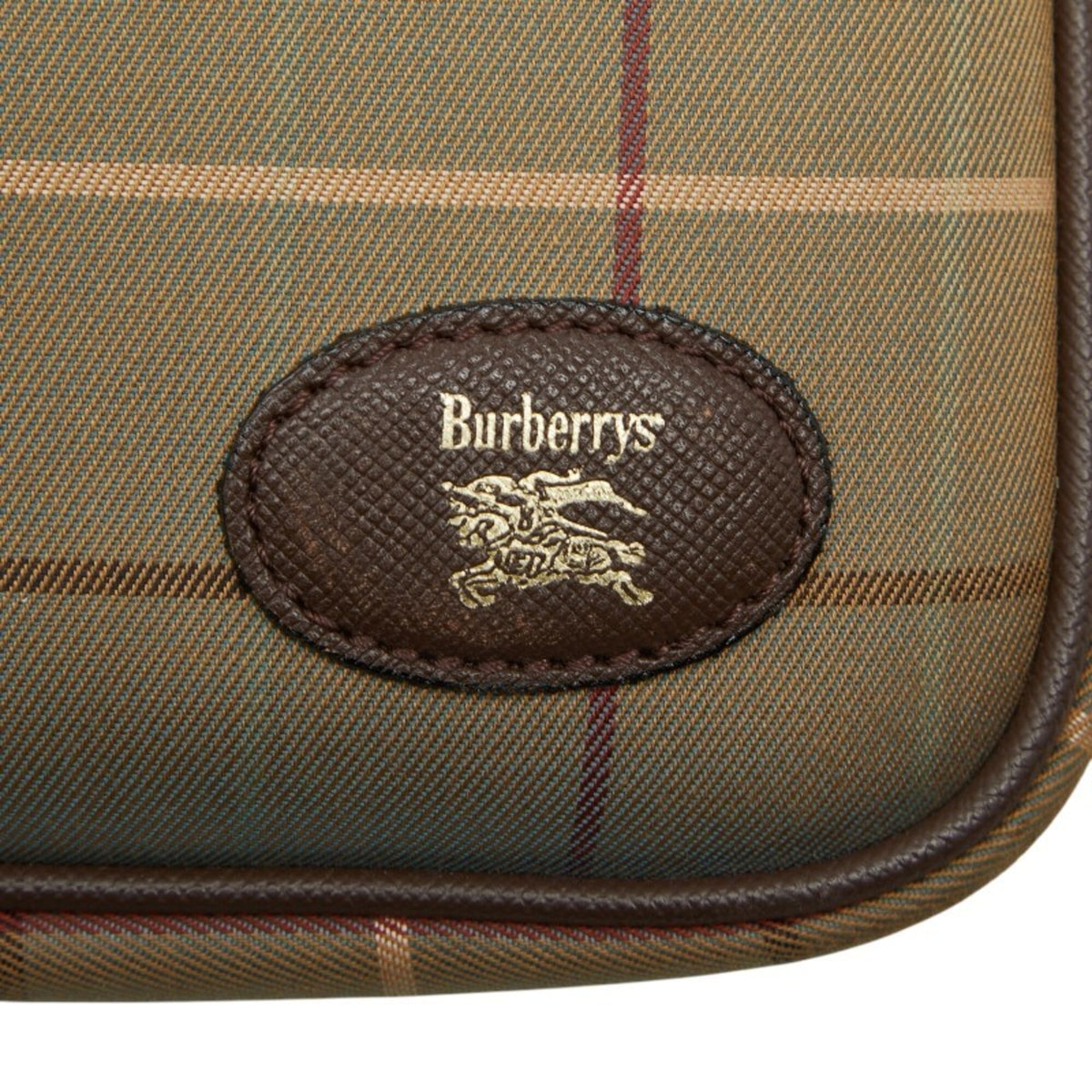Burberry Beige Brown Iridescent Leather Nylon Canvas Shoulder Bag (Pre-Owned)