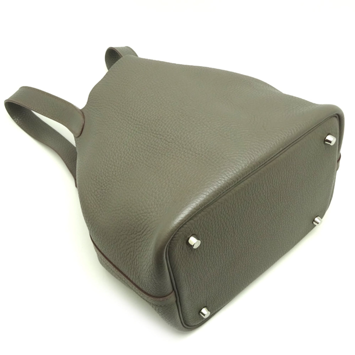 Hermes Etain Taurillon Clemence Leather Handbag (Pre-Owned)