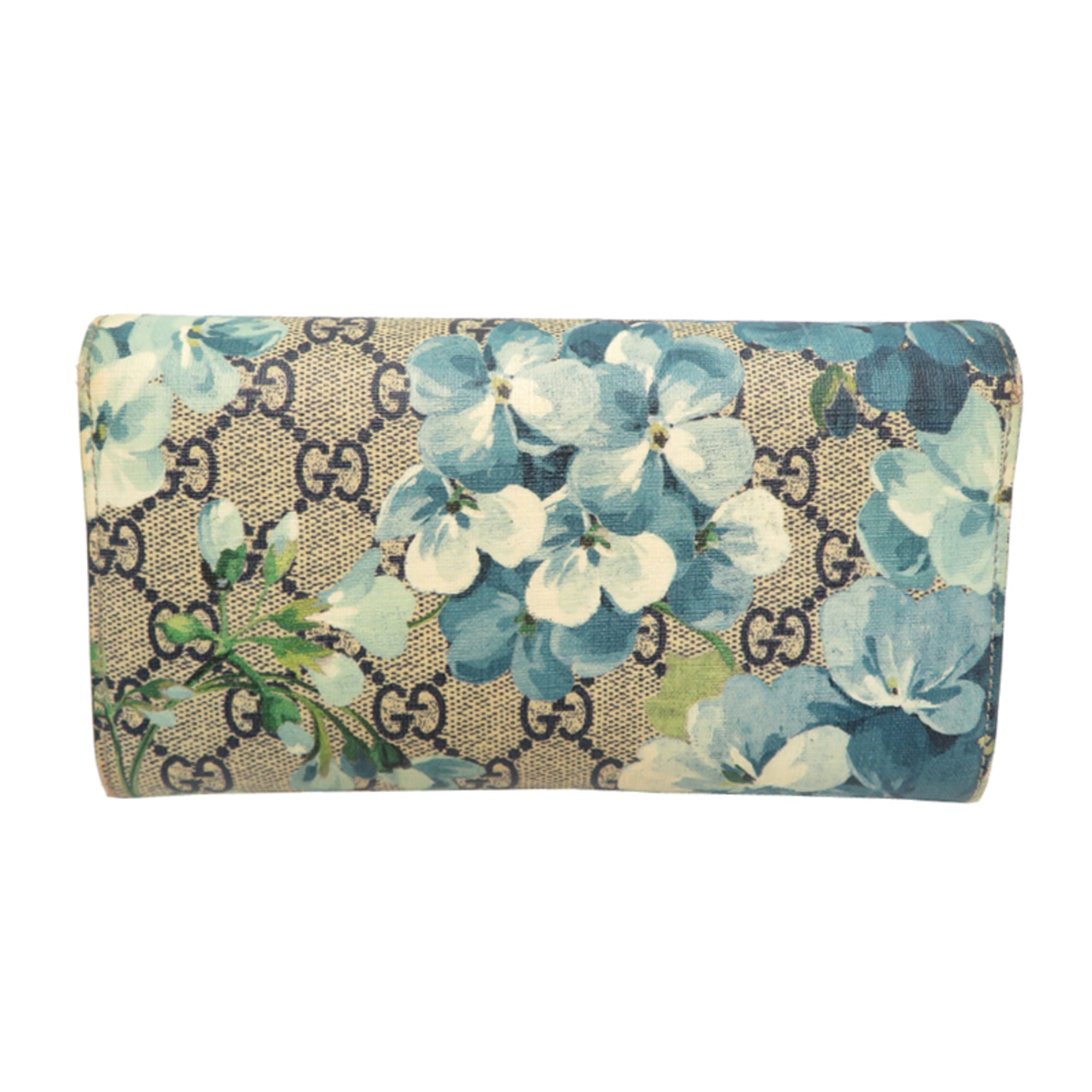 Gucci Beige Blue Pvc Leather Long Wallet (Bi-Fold) (Pre-Owned)