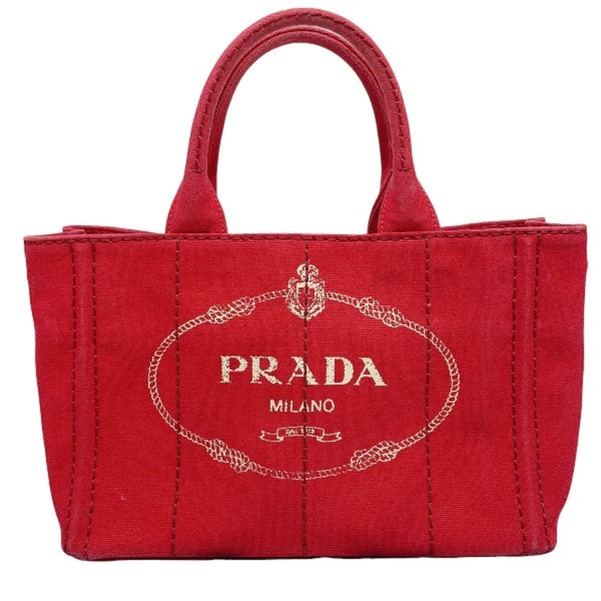 Prada Red Color Denim Tote Bag (Pre-Owned)