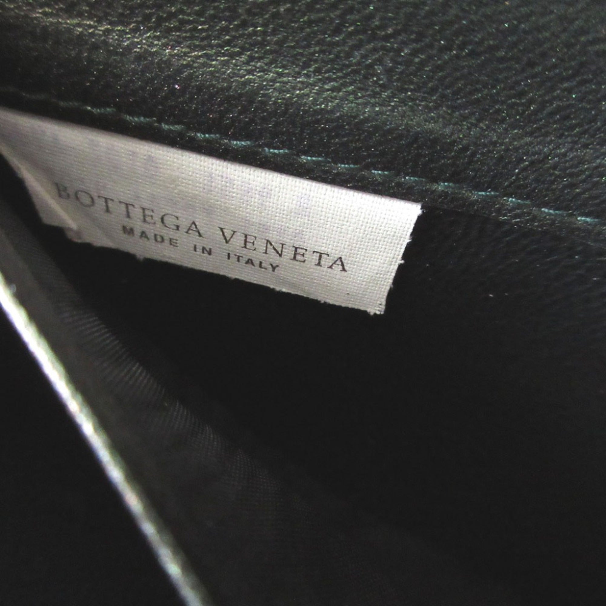 Bottega Veneta Metallic Green Leather Long Wallet (Bi-Fold) (Pre-Owned)