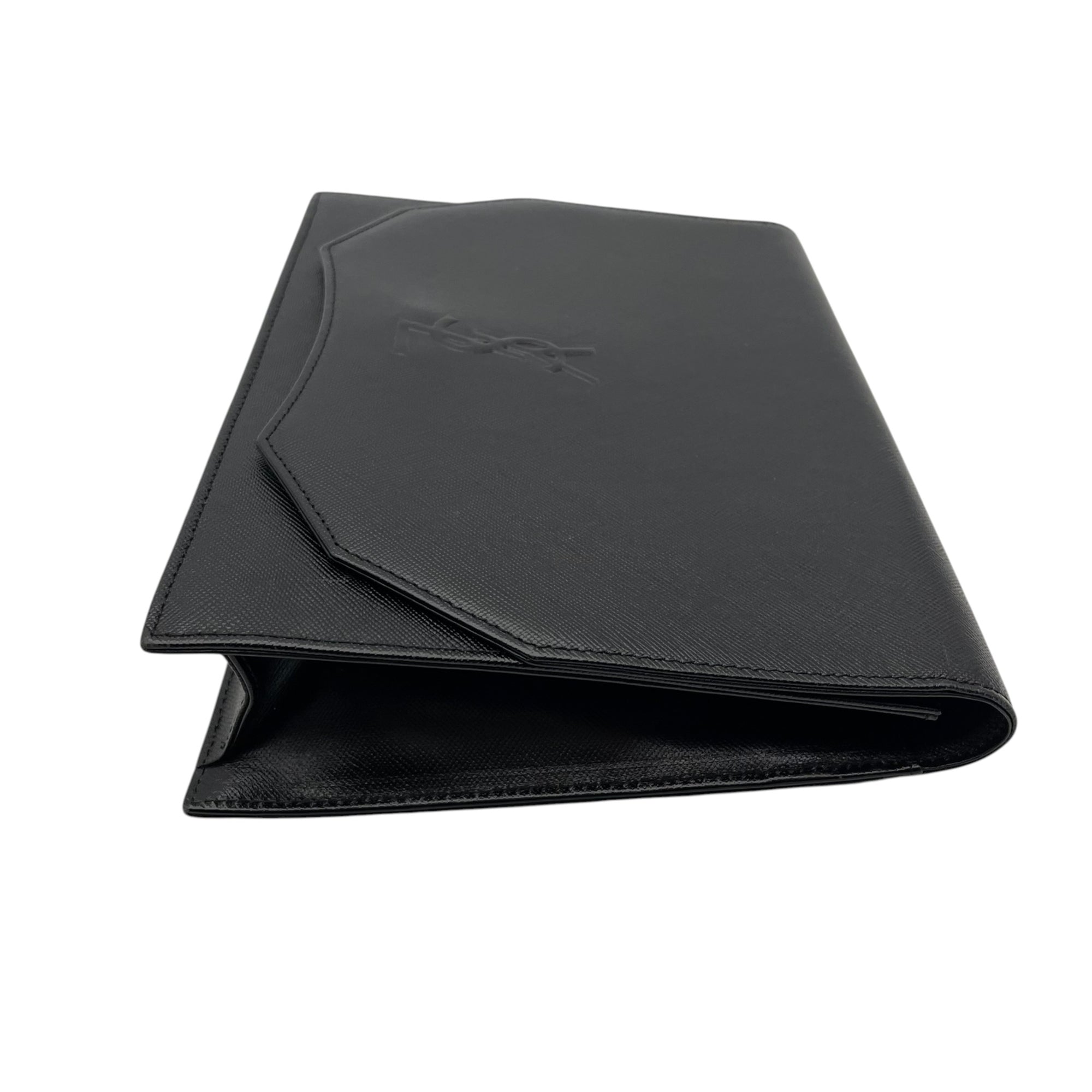 Yves Saint Laurent Black Leather Clutch Bag Handbag (Pre-Owned)