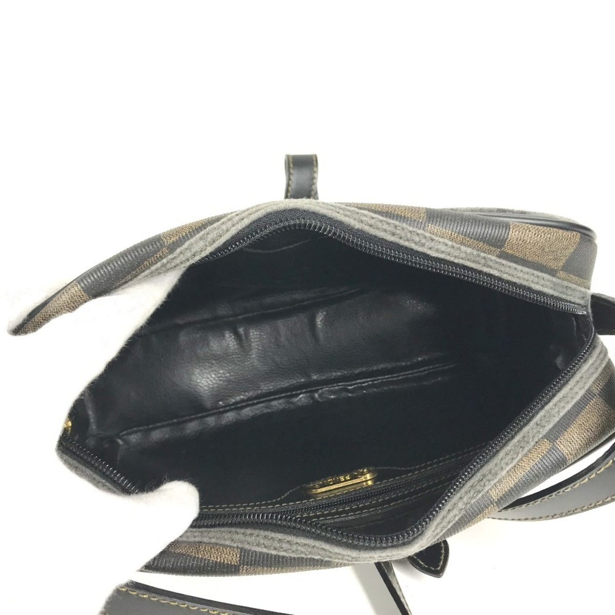 Fendi Pequin Black Khaki Pvc Leather Shoulder Bag (Pre-Owned)