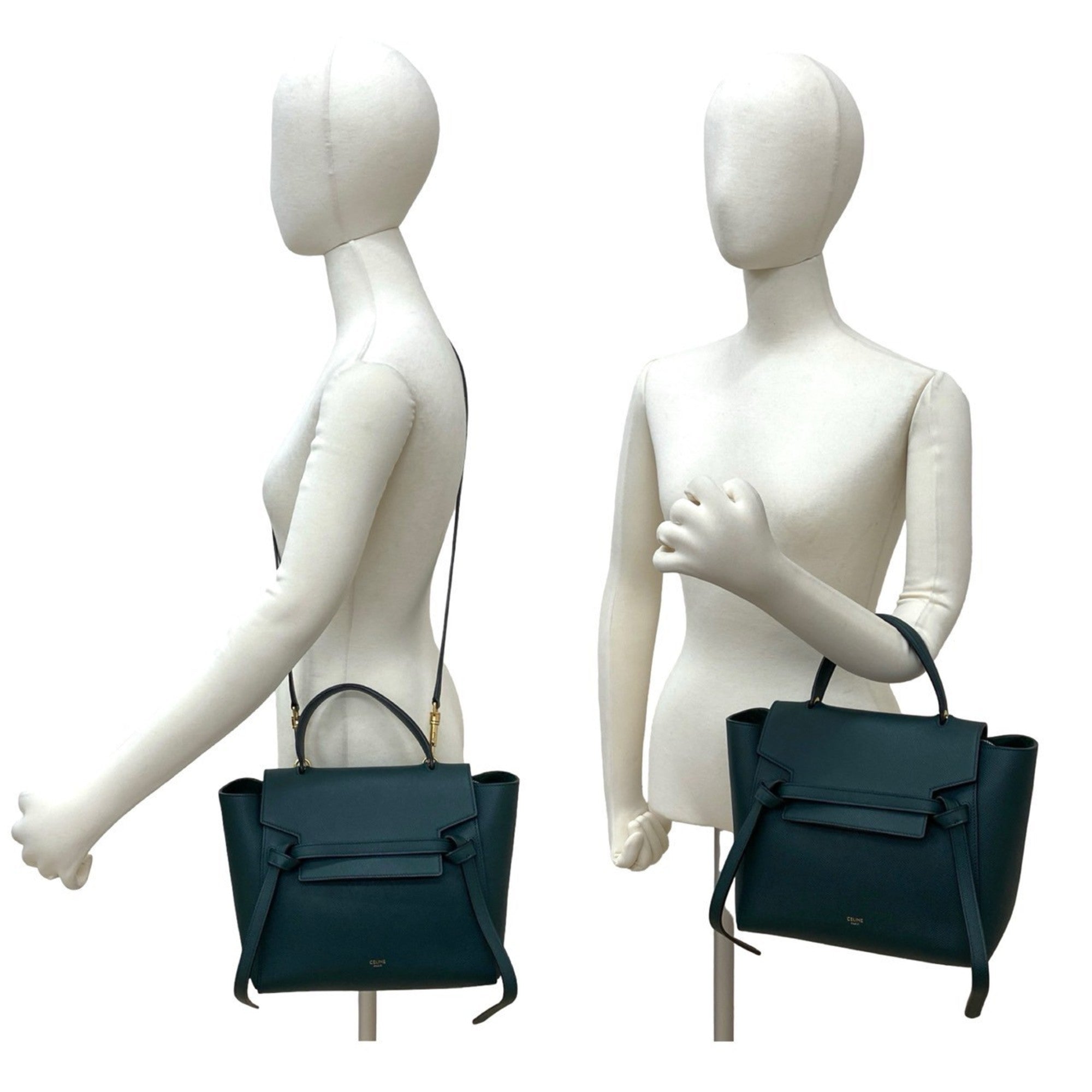 Celine Green Leather Handbag Pochette Shoulder Bag (Pre-Owned)