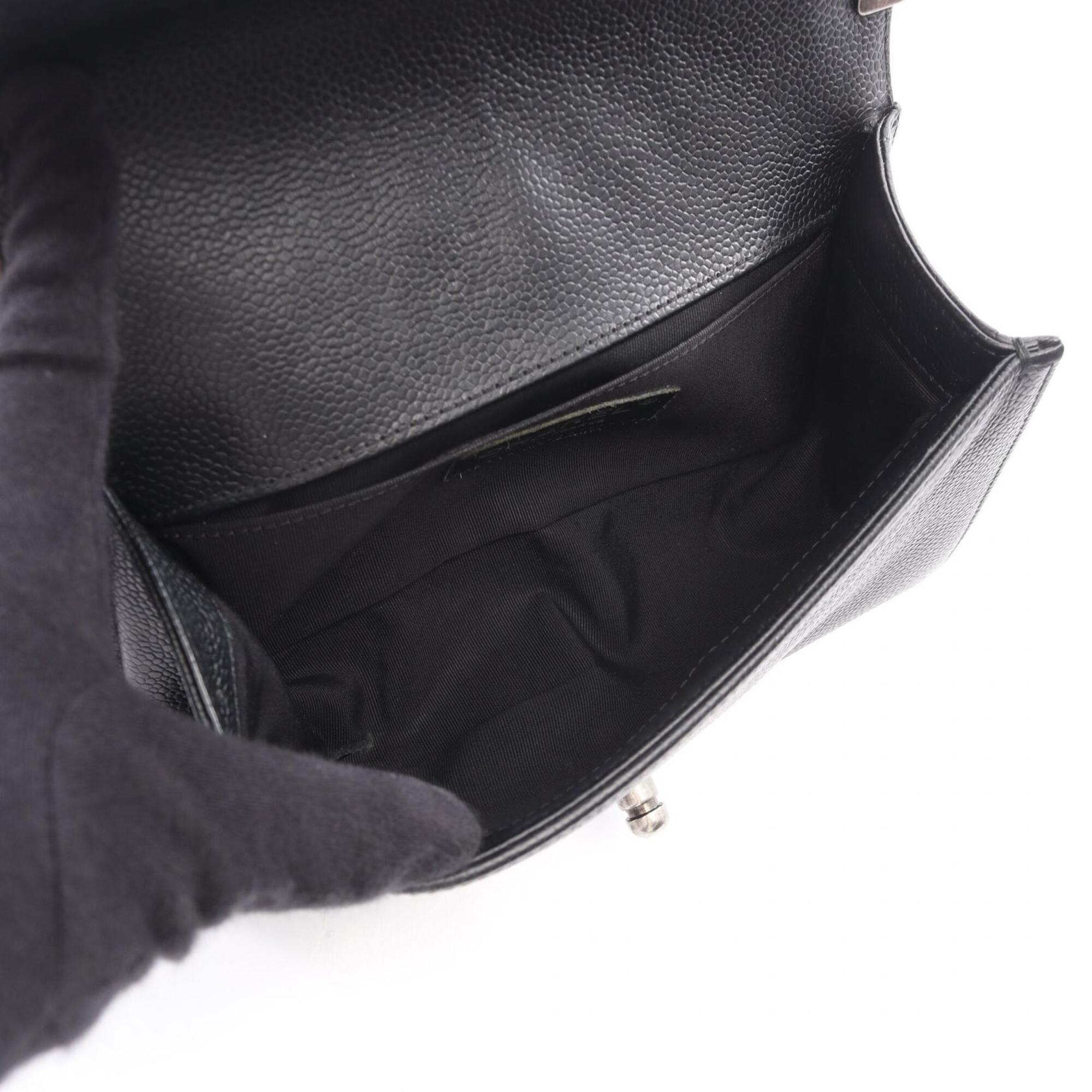Chanel Black Grained Calfskin Handbag Shoulder Bag (Pre-Owned)