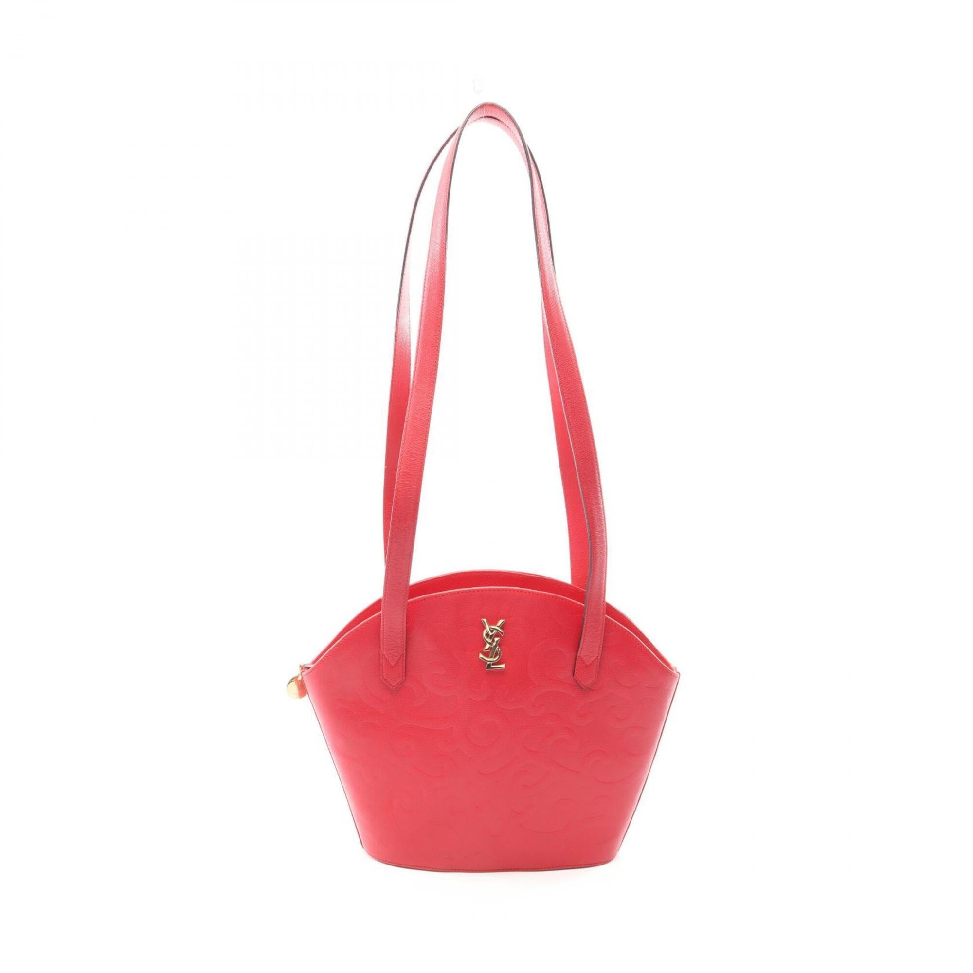 Yves Saint Laurent Red Color Leather Handbag Shoulder Bag (Pre-Owned)