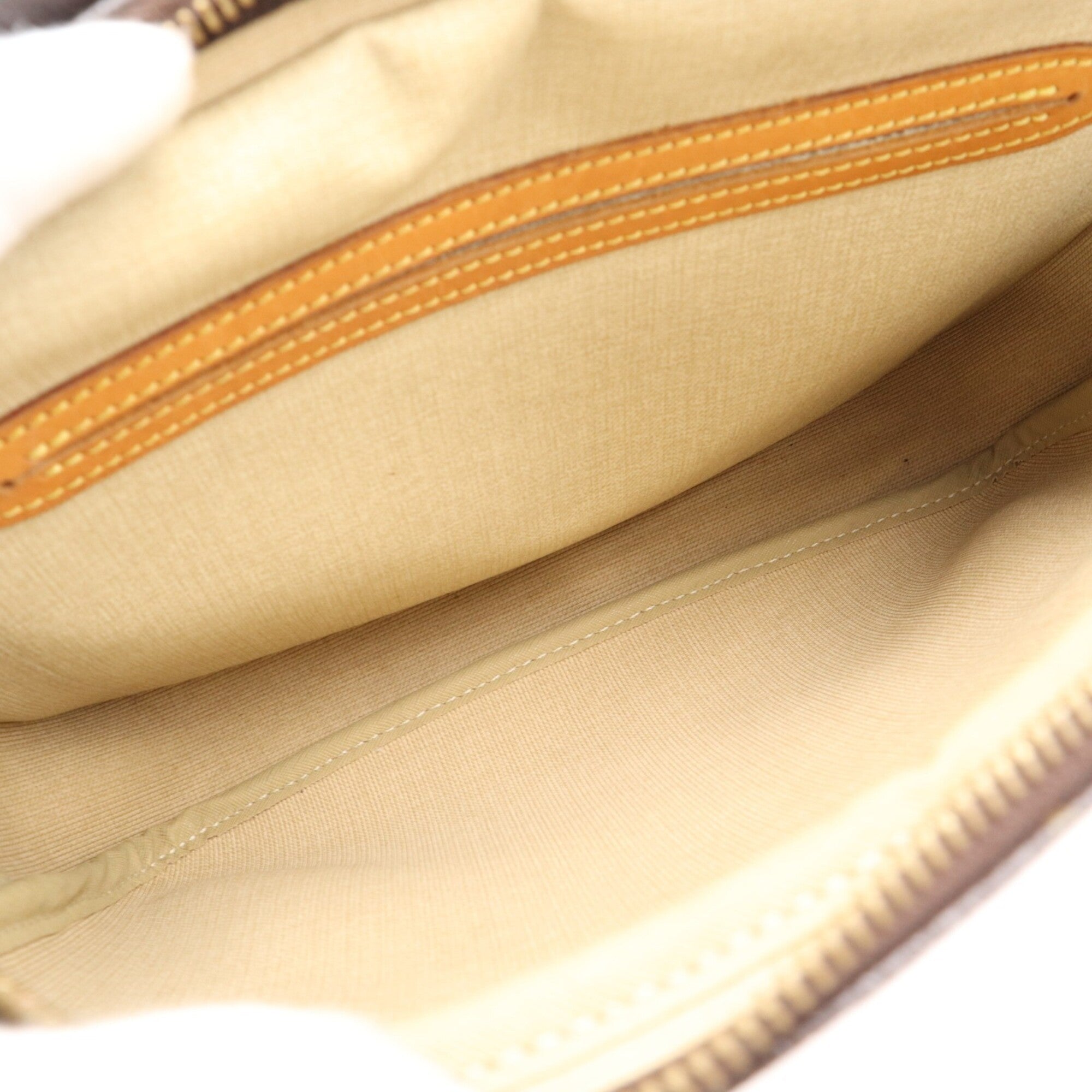 Louis Vuitton Monogram Beige Brown Coated Canvas Leather Shoulder Bag (Pre-Owned)