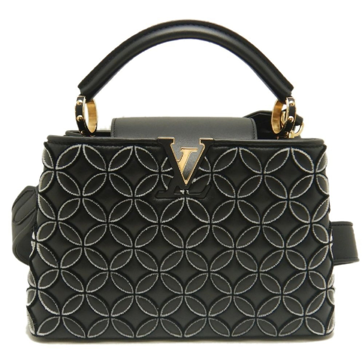 Louis Vuitton Noir Leather Handbag (Pre-Owned)