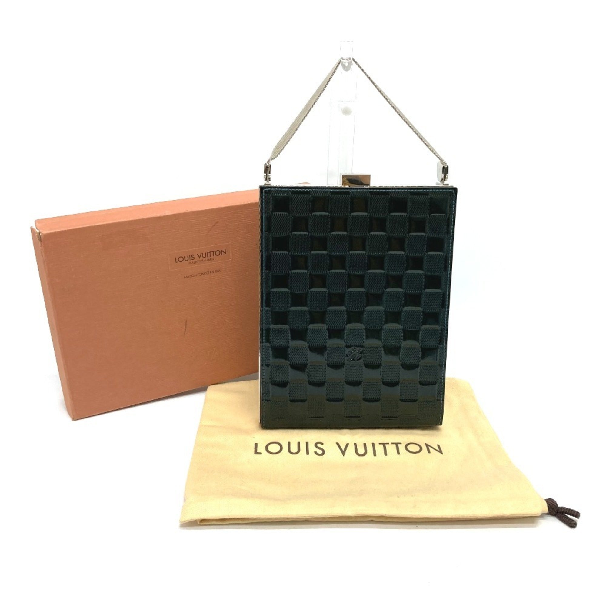 Louis Vuitton Dark Green Damier Vernis Patent Leather Handbag (Pre-Owned)