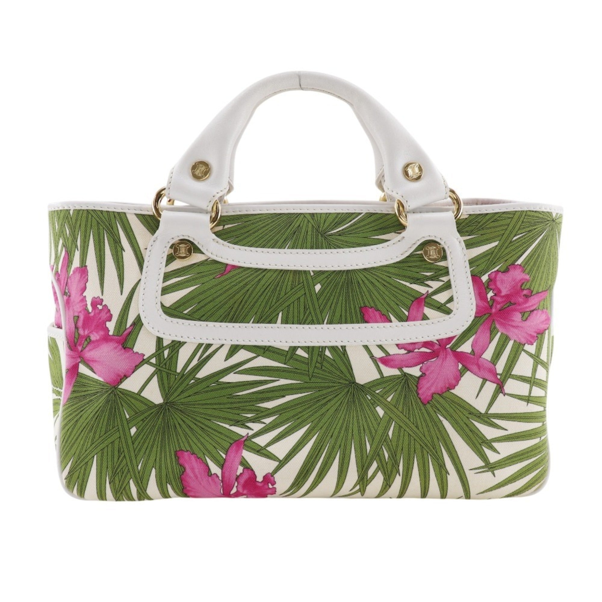 Celine Boogie White Canvas Handbag (Pre-Owned)