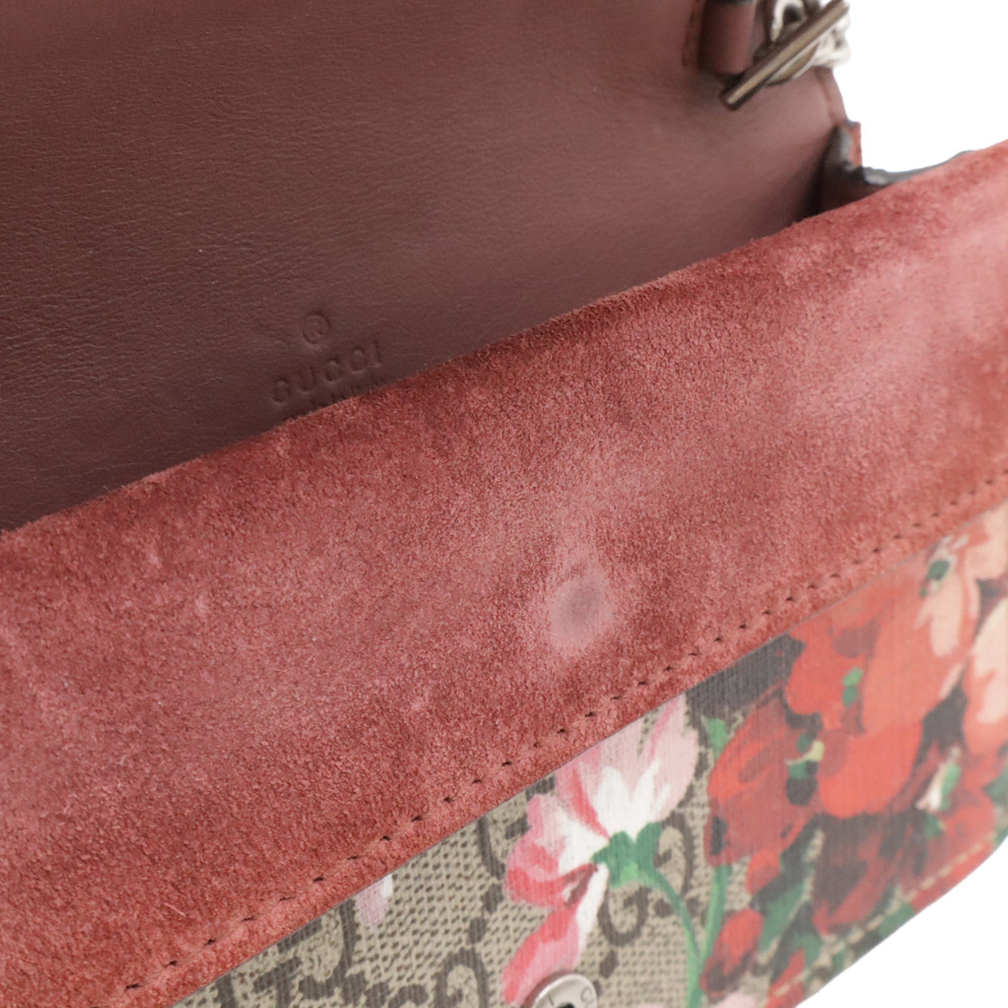 Gucci Gg Blooms Beige Multi-Color Pink Gg Supreme Suede Leather Shoulder Bag (Pre-Owned)