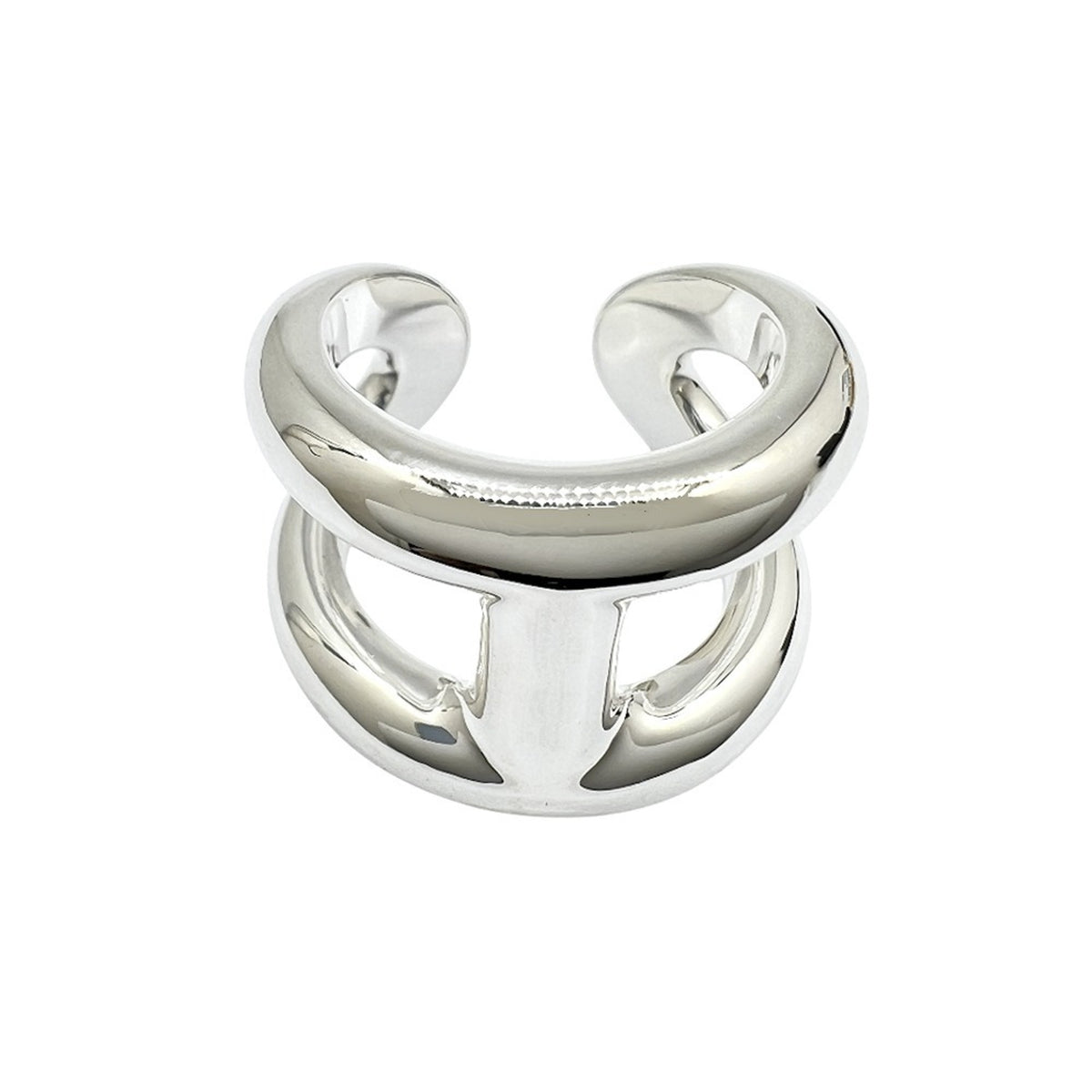 Hermes Silver Silver 925 Band Ring (Pre-Owned)