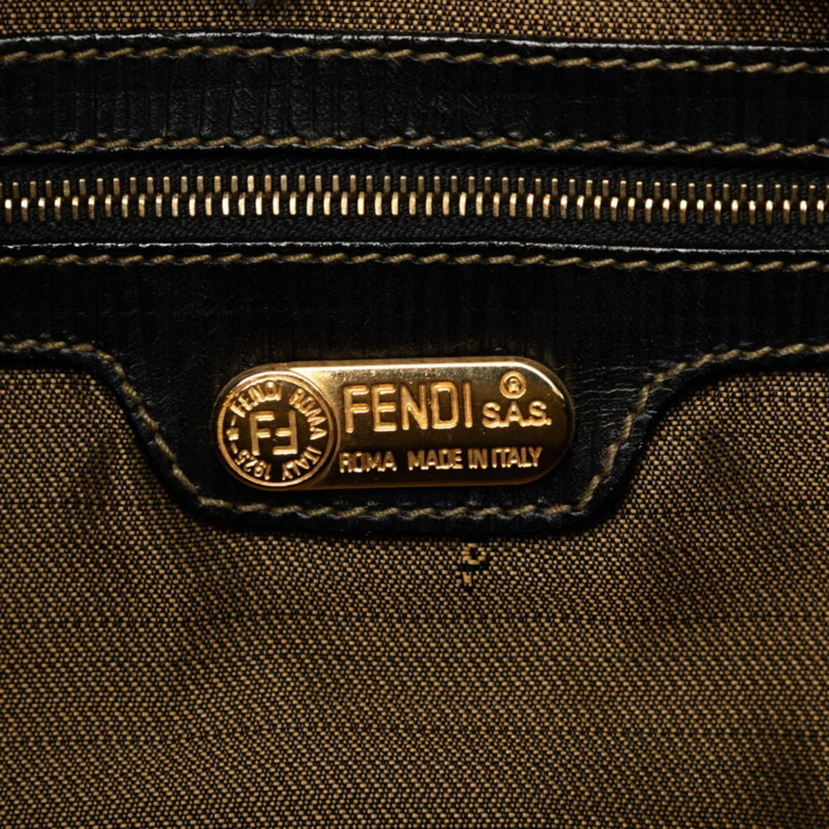Fendi Black Brown Zucca Handbag Shoulder Bag (Pre-Owned)