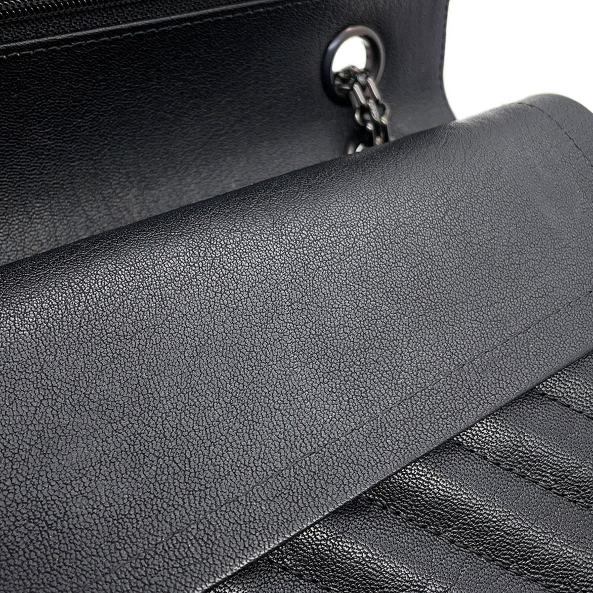Chanel 2.55 Black Leather Handbag Shoulder Bag (Pre-Owned)
