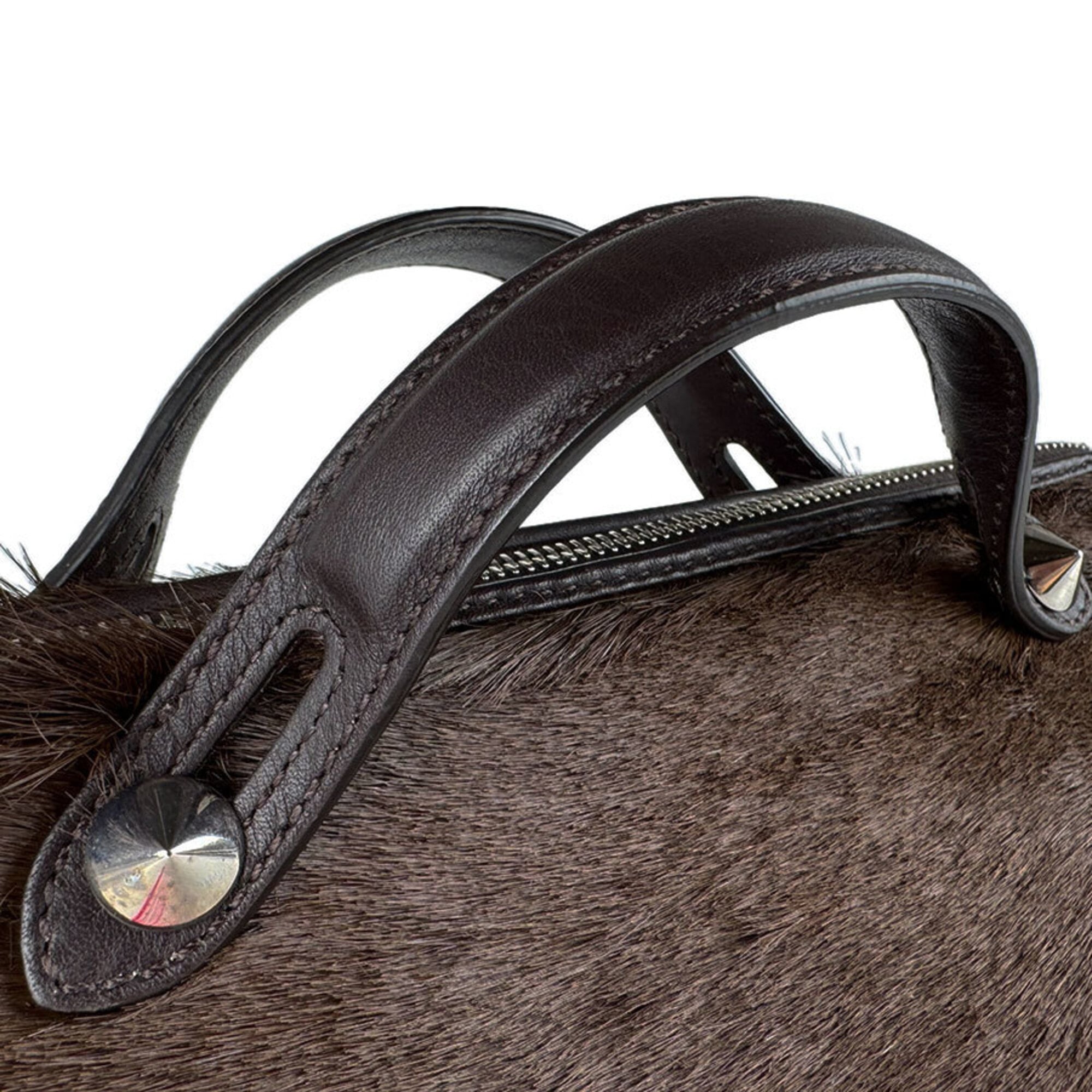 Fendi Brown Leather Handbag Shoulder Bag (Pre-Owned)