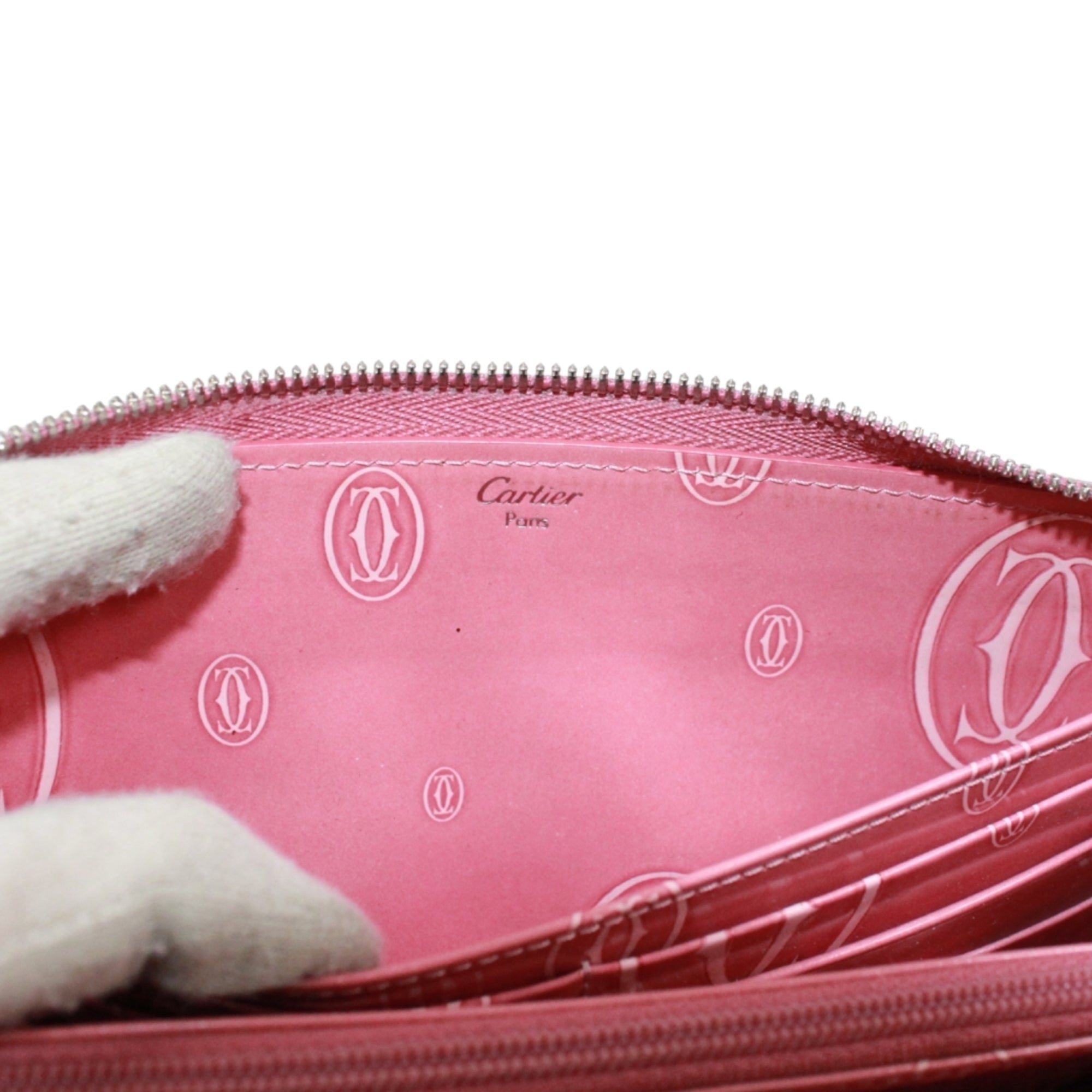 Cartier Pink Leather Long Wallet (Bi-Fold) (Pre-Owned)