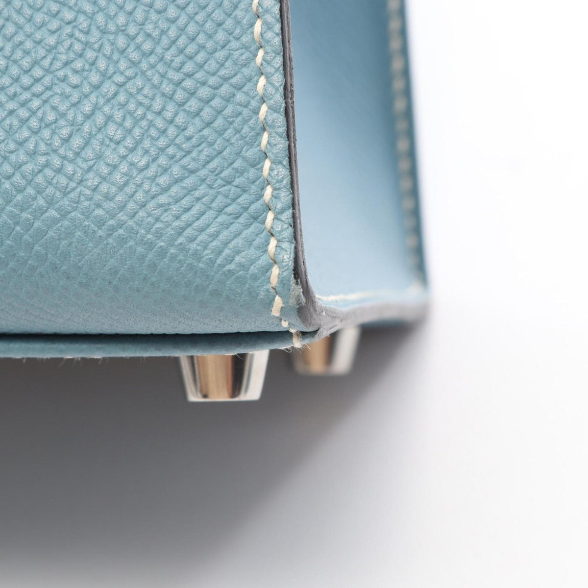 Hermes Blue Blue Jean Leather Epsom Leather Handbag (Pre-Owned)