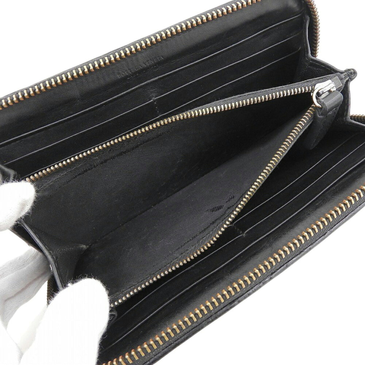 Bottega Veneta Black Intrecciato Long Wallet (Bi-Fold) (Pre-Owned)