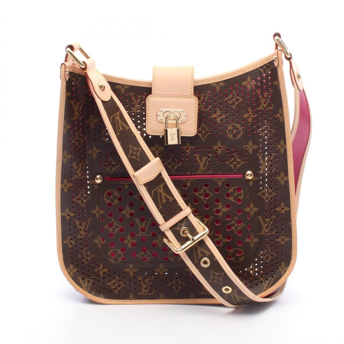 Louis Vuitton Brown Fuchsia Monogram Perforated Pvc Leather Handbag Shoulder Bag (Pre-Owned)