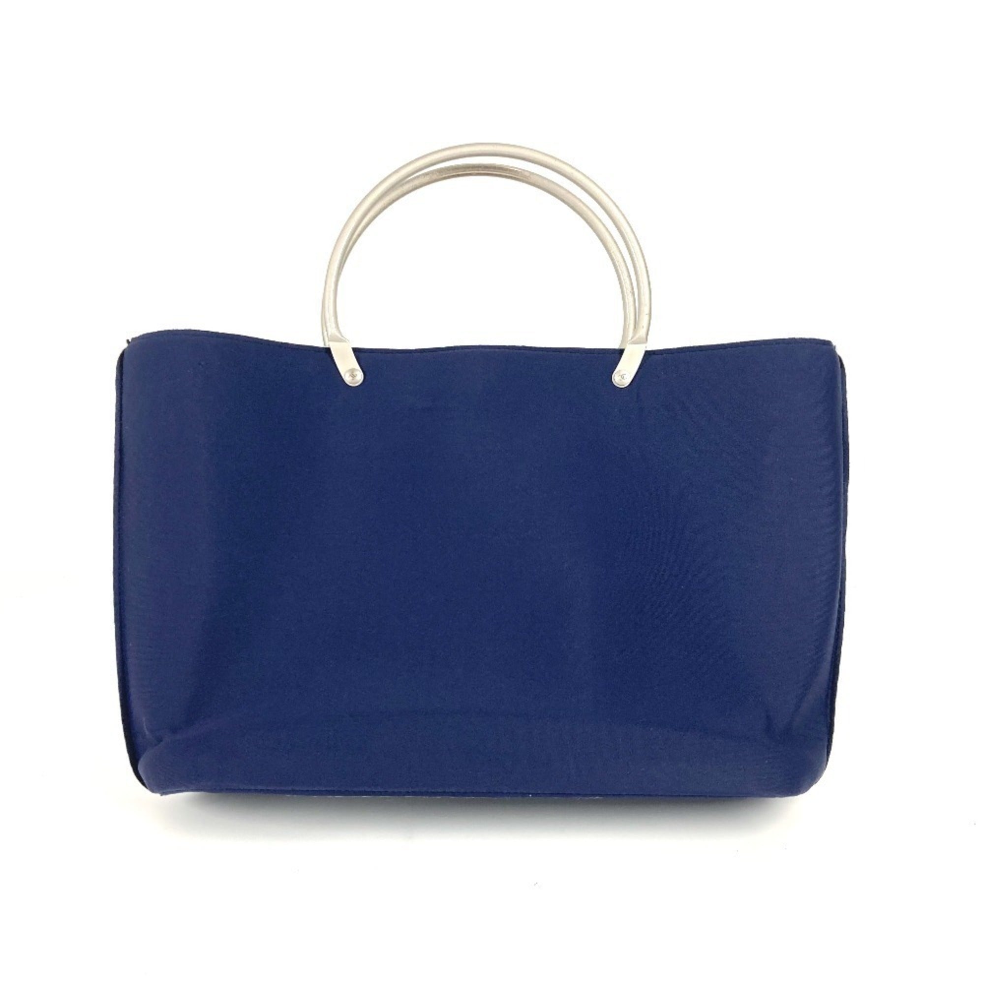 Chanel Navy Polyamide Handbag Tote Bag (Pre-Owned)