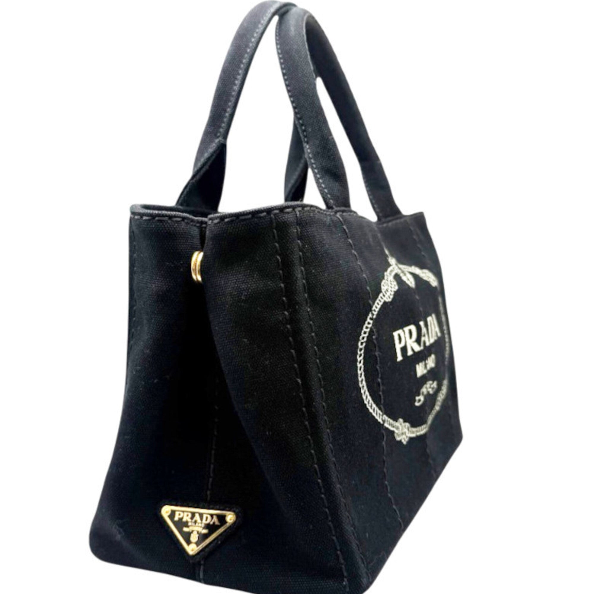 Prada Black Canvas Handbag Shoulder Bag (Pre-Owned)