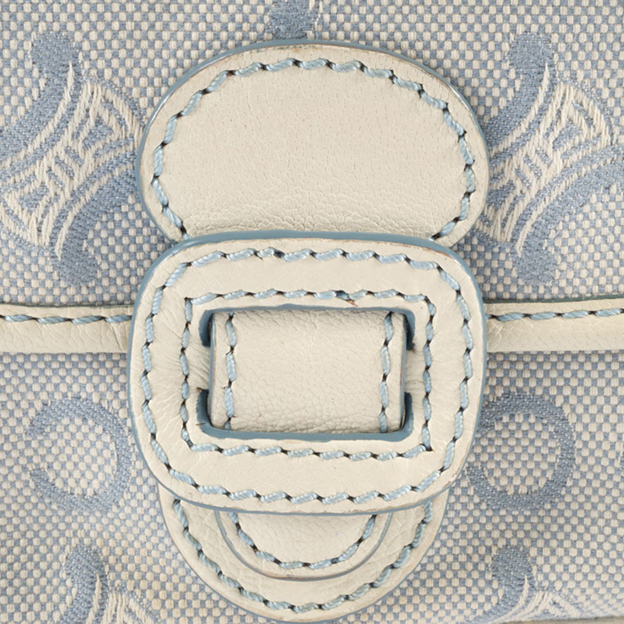 Celine Macadam Blue White Canvas Leather Shoulder Bag (Pre-Owned)