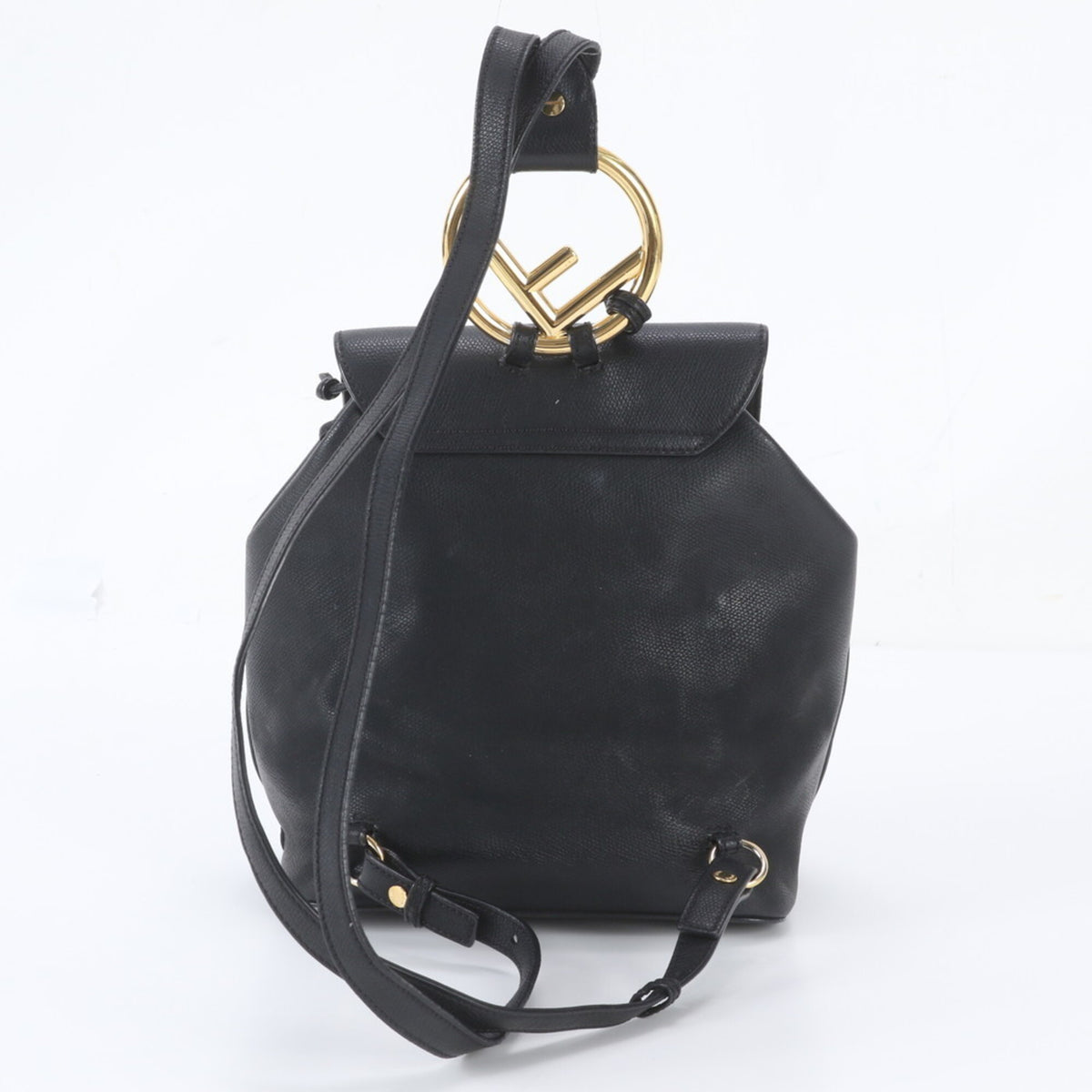 Fendi Black Leather Backpack Shoulder Bag (Pre-Owned)