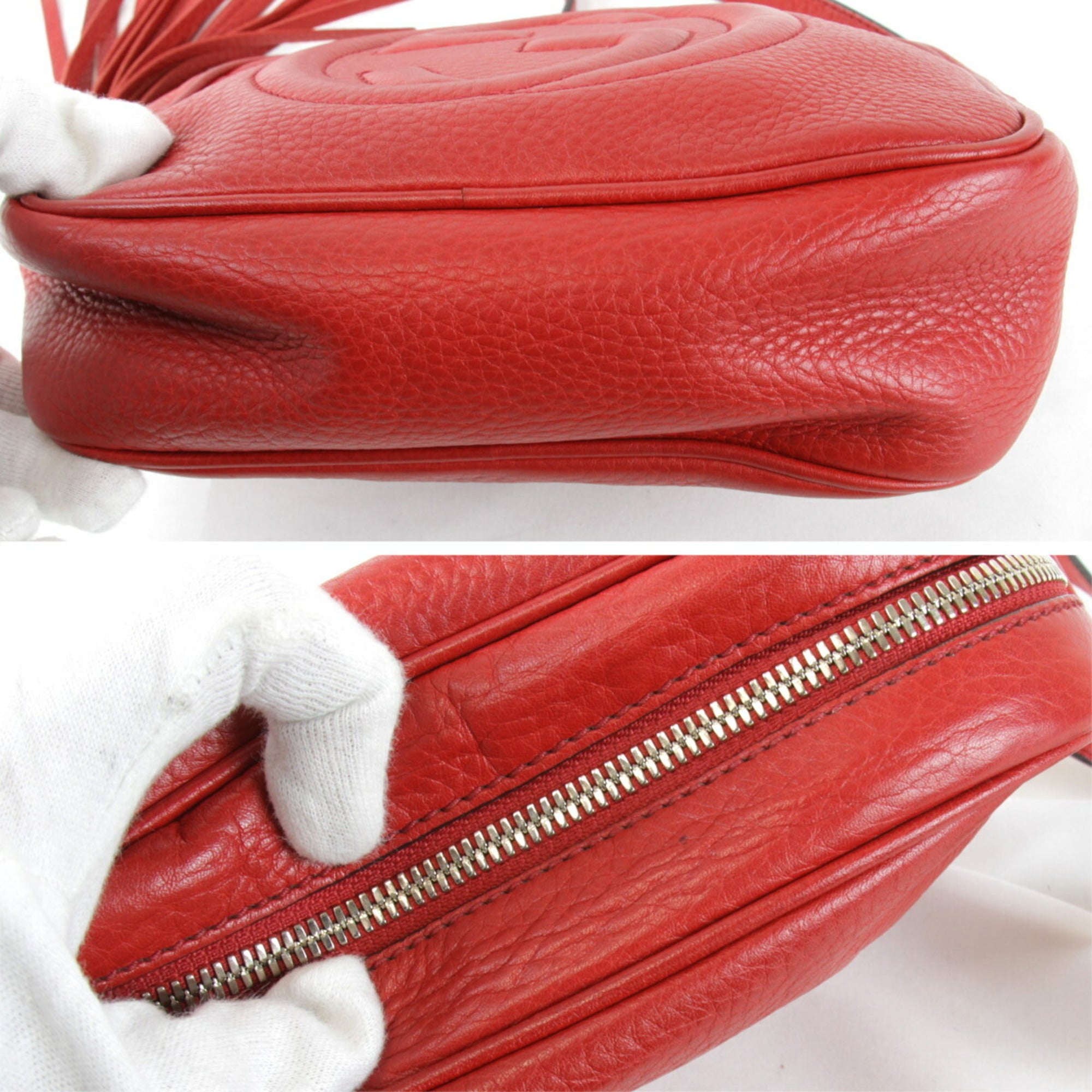 Gucci Red Color Leather Shoulder Bag (Pre-Owned)