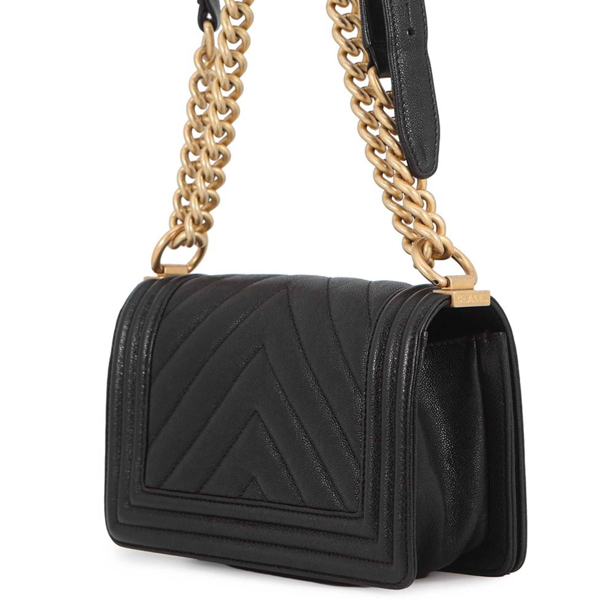 Chanel Matelasse Black Grained Calfskin Handbag Shoulder Bag (Pre-Owned)