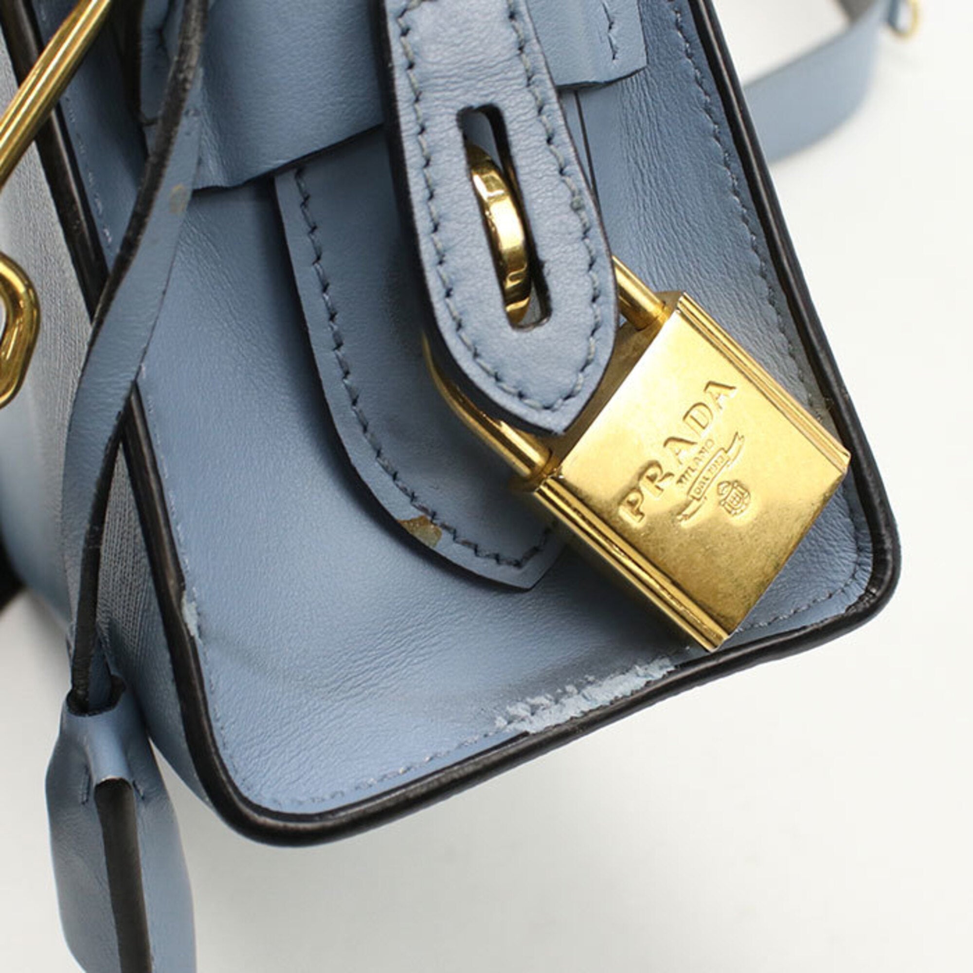 Prada Blue Leather Shoulder Bag (Pre-Owned)