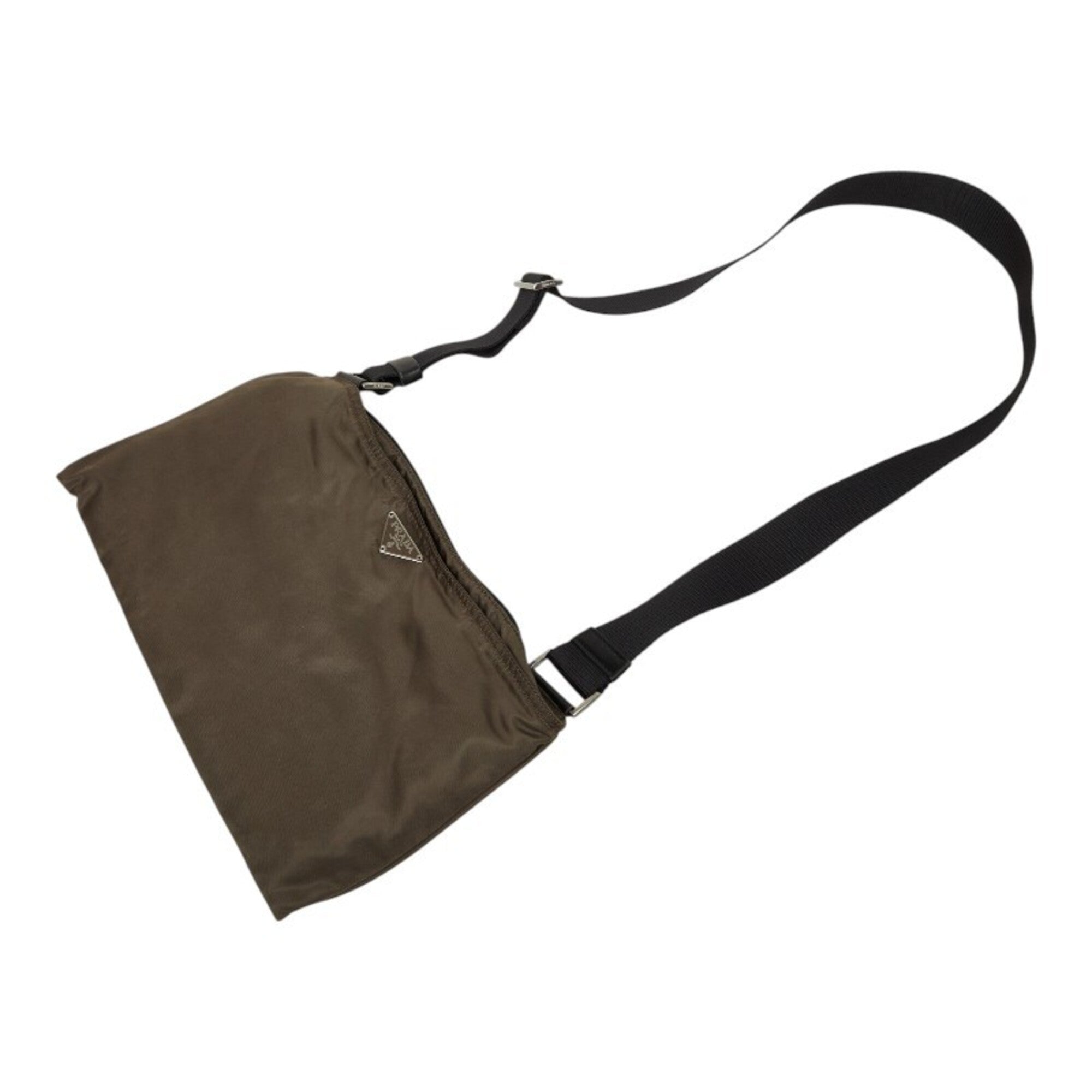 Prada Brown Nylon Leather Shoulder Bag (Pre-Owned)