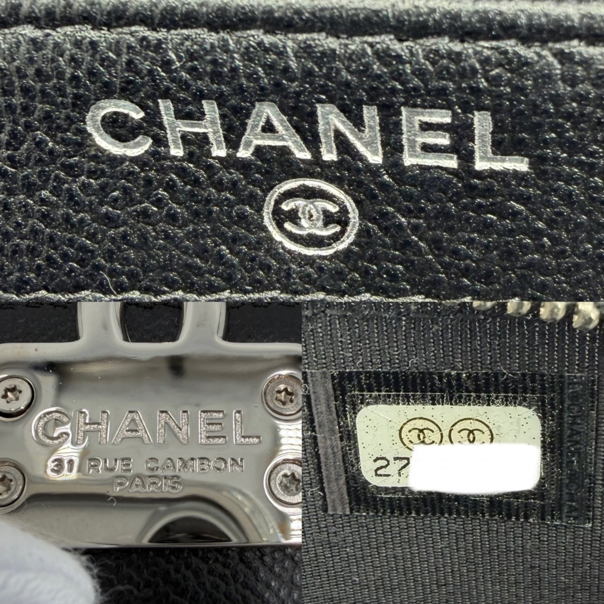 Chanel Matelasse Black Grained Calfskin Chain/Shoulder Wallet (Pre-Owned)