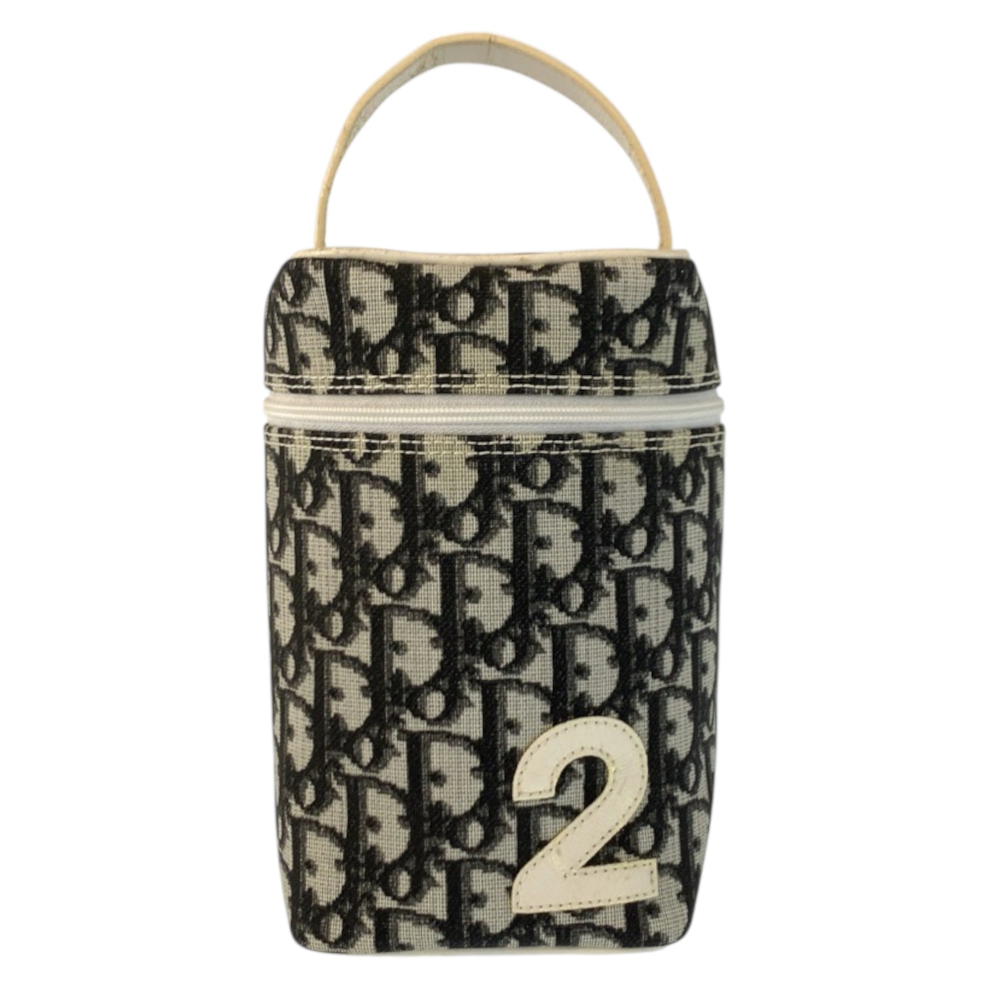 Christian Dior Trotter Black White Pvc Leather Handbag Vanity Bag (Pre-Owned)