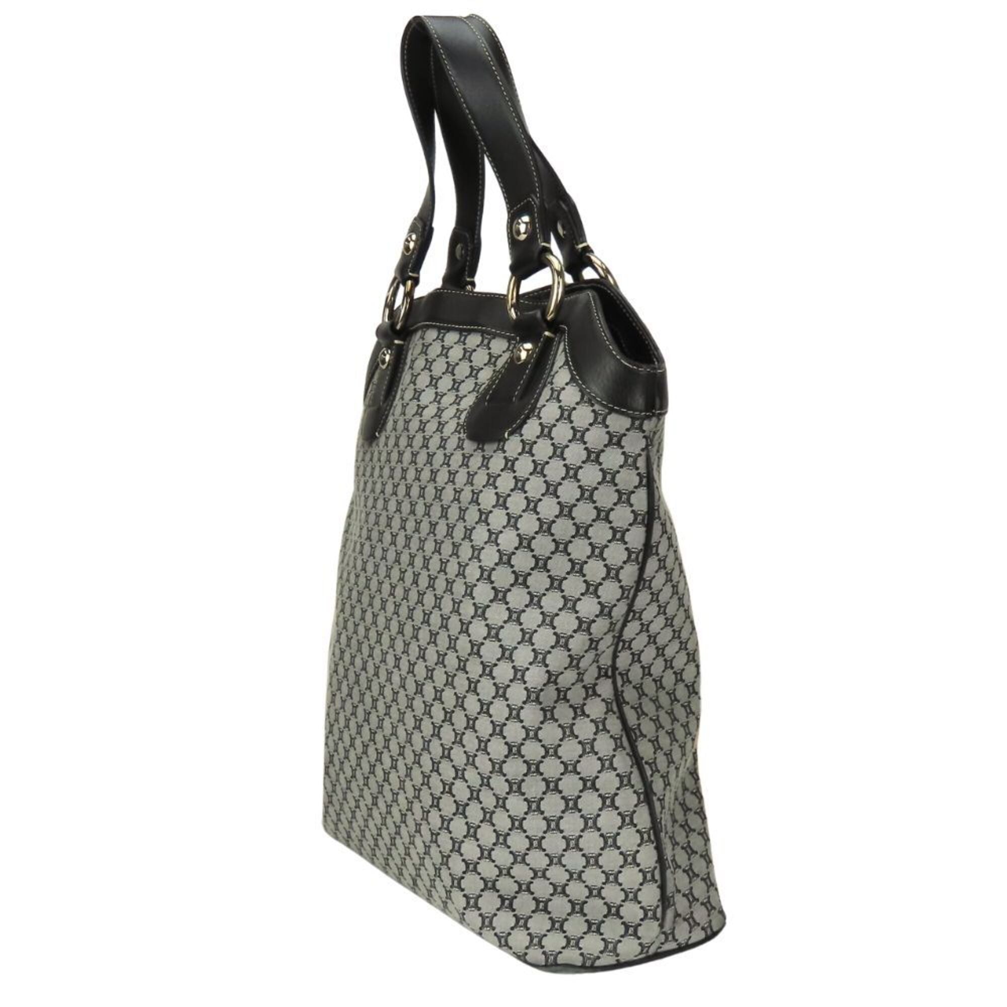 Celine Macadam Black Gray Canvas Leather Tote Bag (Pre-Owned)