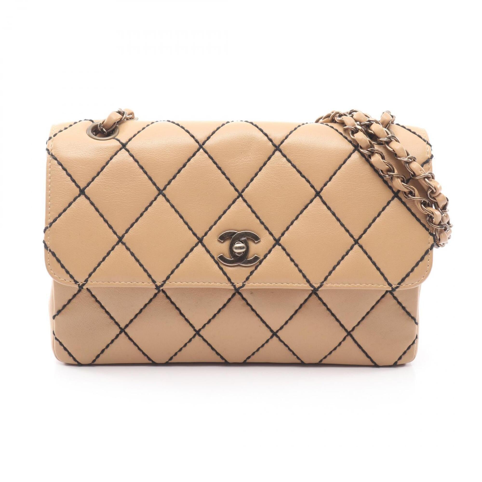 Chanel Beige Leather Handbag Shoulder Bag (Pre-Owned)