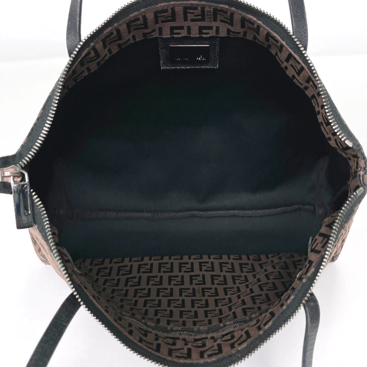 Fendi Zucchino Brown Canvas Leather Tote Bag (Pre-Owned)