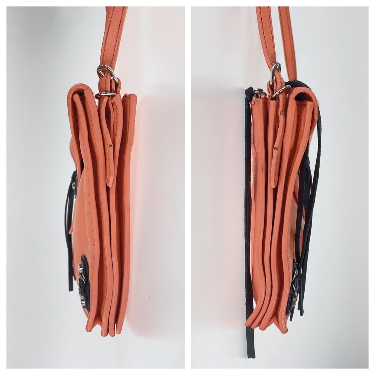 Balenciaga Pink Pink Orange Leather Pochette Shoulder Bag (Pre-Owned)