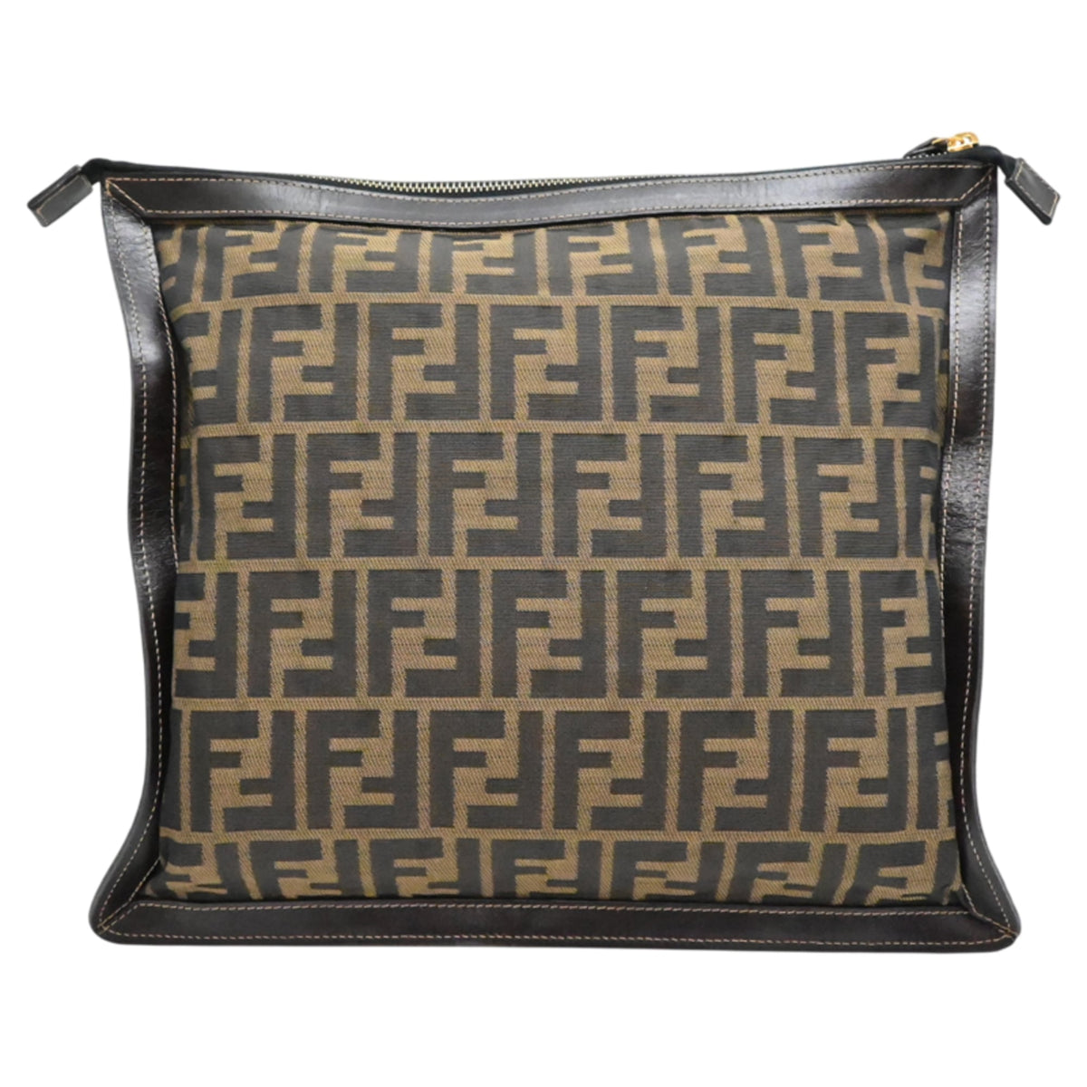 Fendi Brown Nylon Leather Clutch Bag (Pre-Owned)