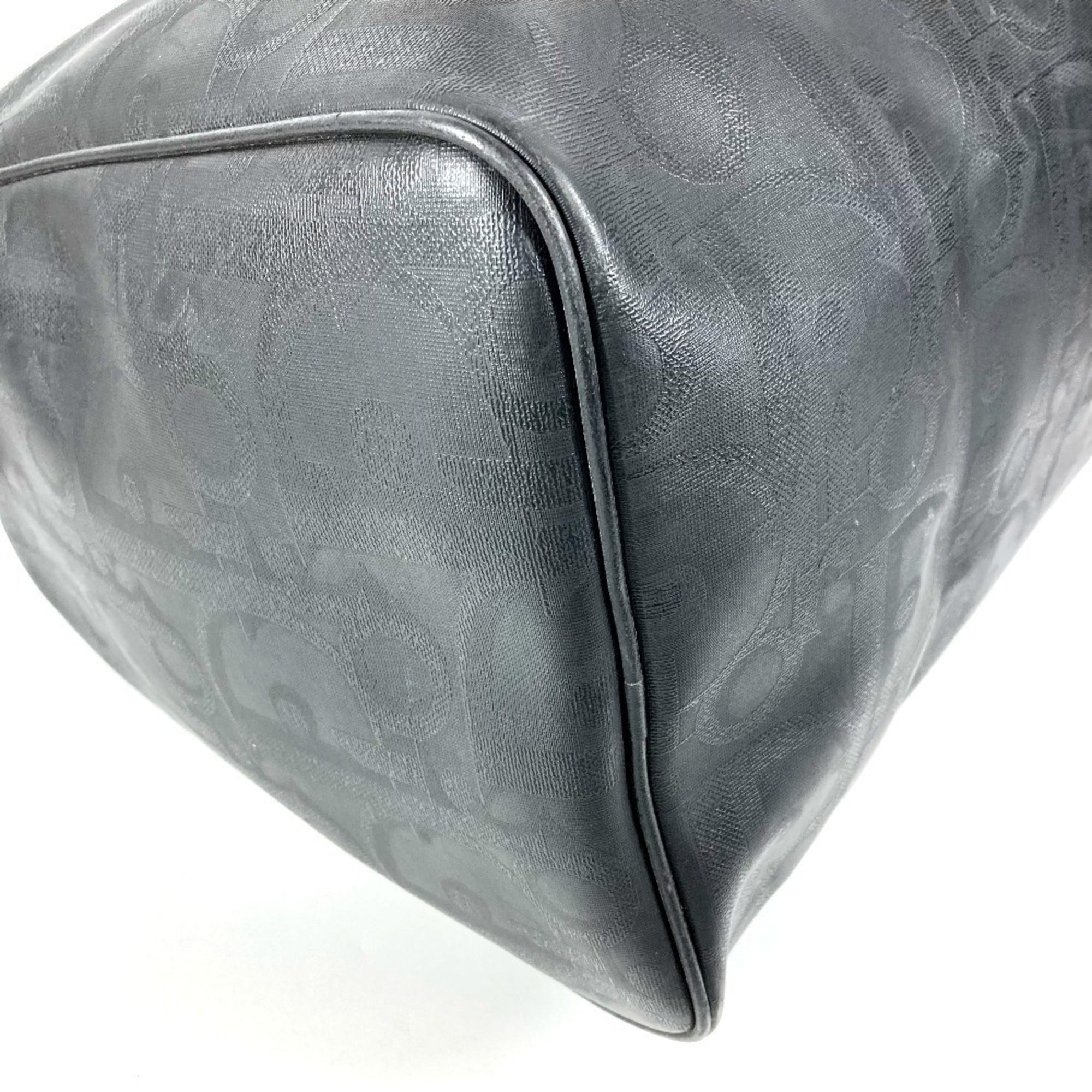 Christian Dior Black Pvc Leather Boston Bag Handbag (Pre-Owned)