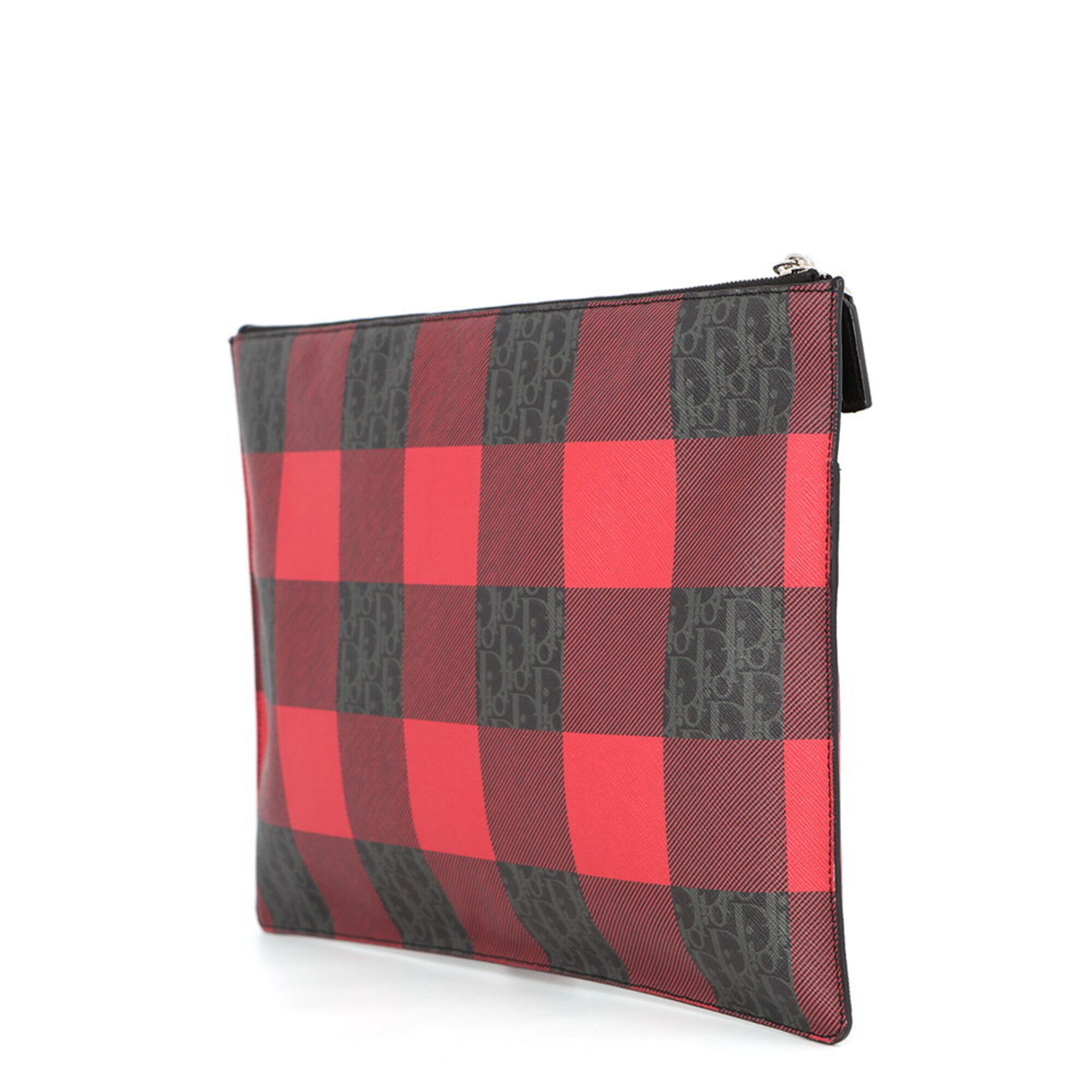 Christian Dior Black Red Color Trotter Clutch Bag Handbag (Pre-Owned)