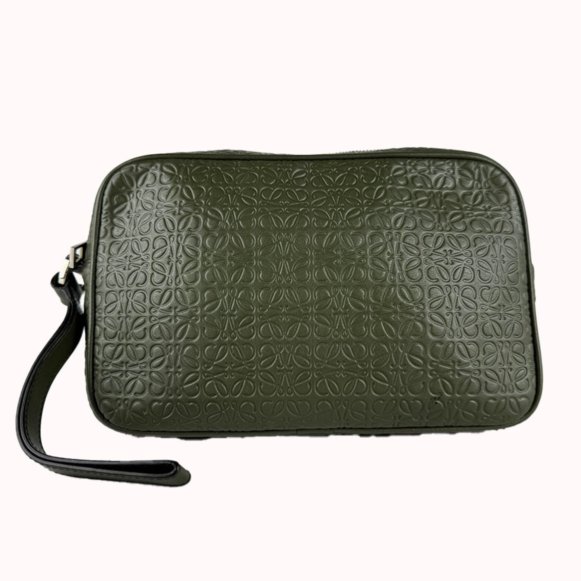 Loewe Khaki Leather Clutch Bag (Pre-Owned)