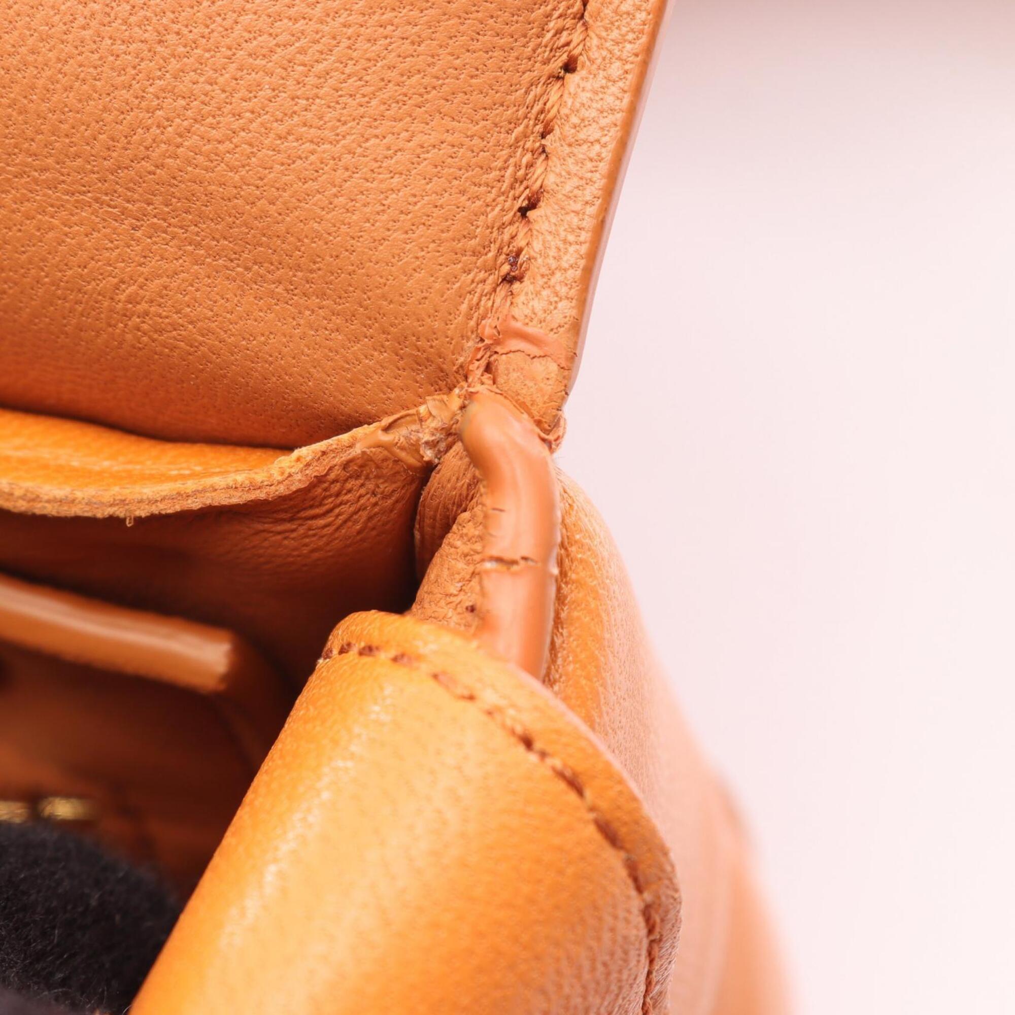 Bottega Veneta Intrecciato Orange Leather Handbag Shoulder Bag (Pre-Owned)