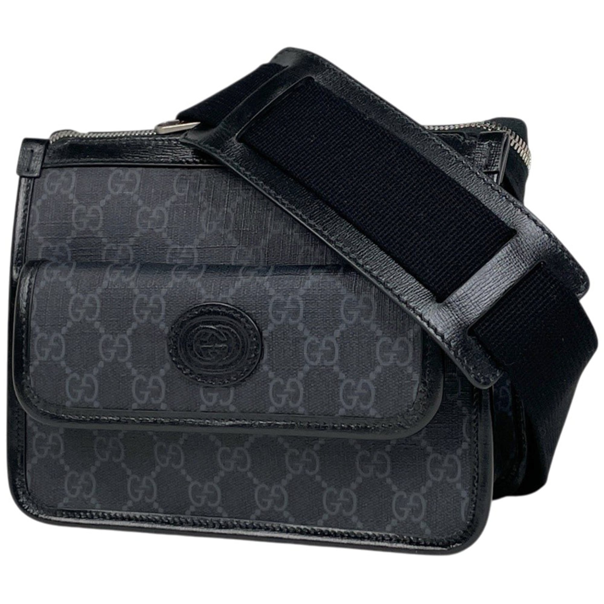 Gucci Black Coated Canvas Leather Shoulder Bag (Pre-Owned)