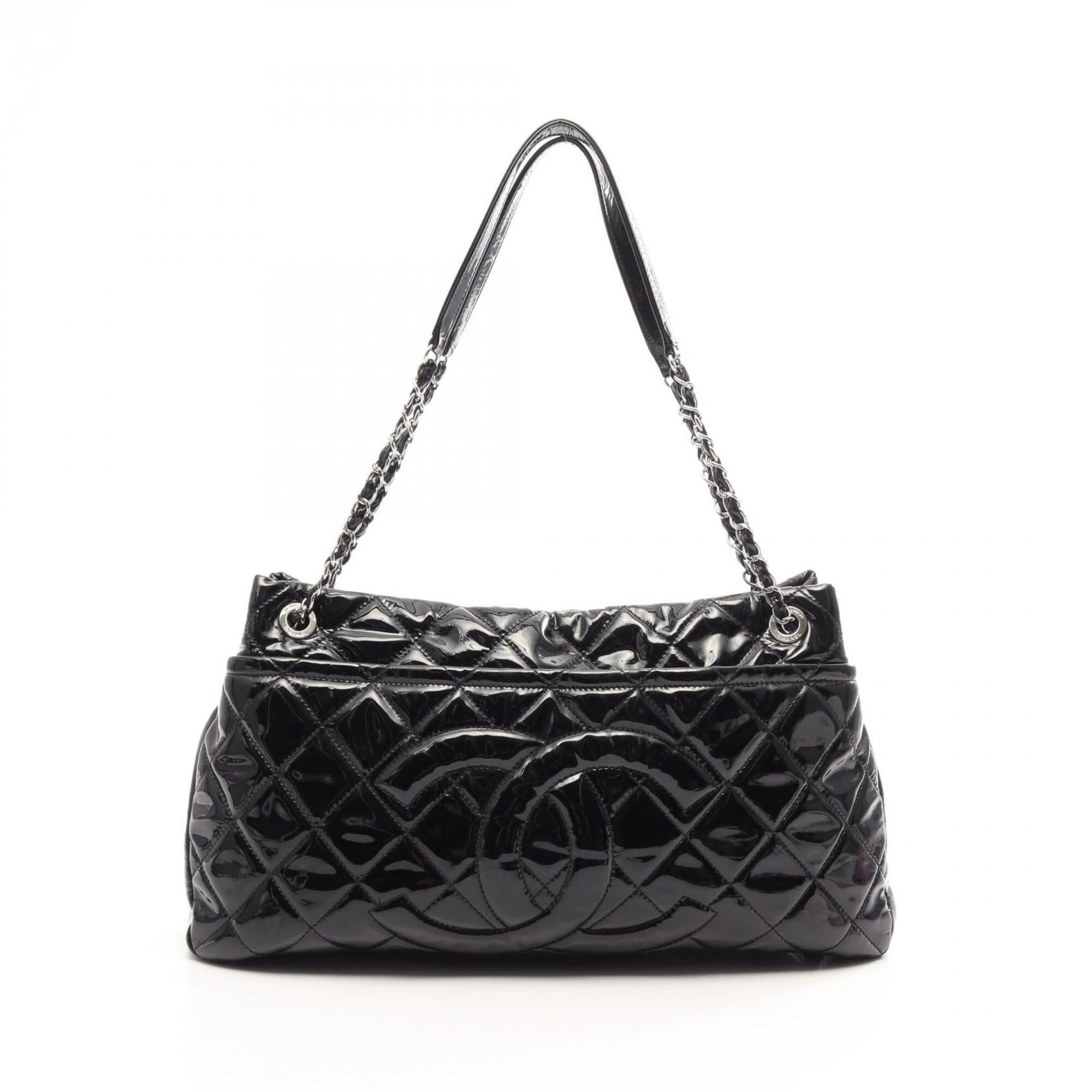 Chanel Black Patent Leather Handbag Tote Bag (Pre-Owned)