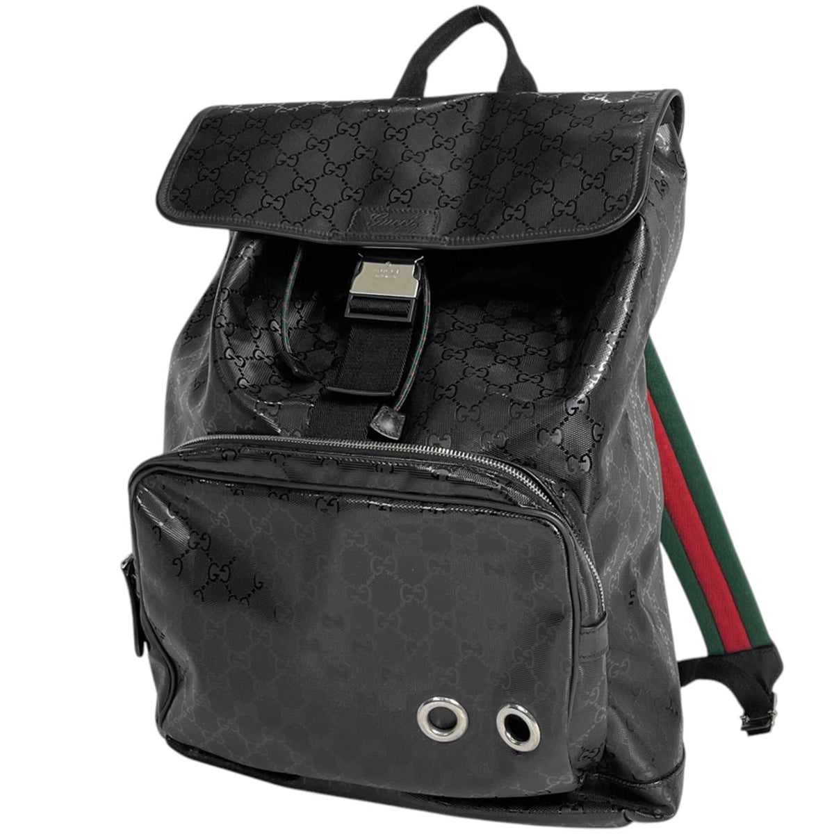 Gucci Gg Imprimé Black Coated Canvas Backpack (Pre-Owned)