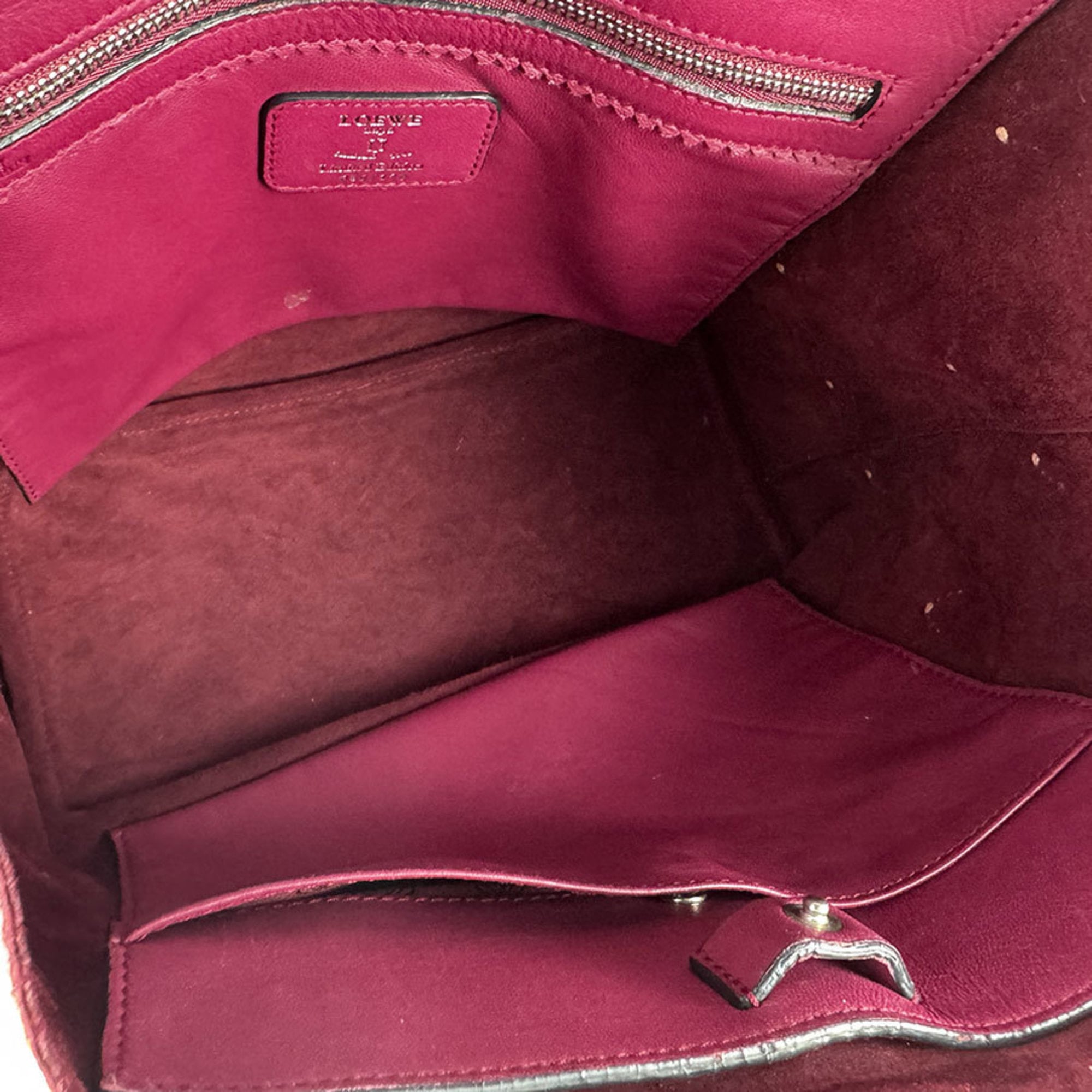 Loewe Red Color Wine Leather Handbag Tote Bag (Pre-Owned)