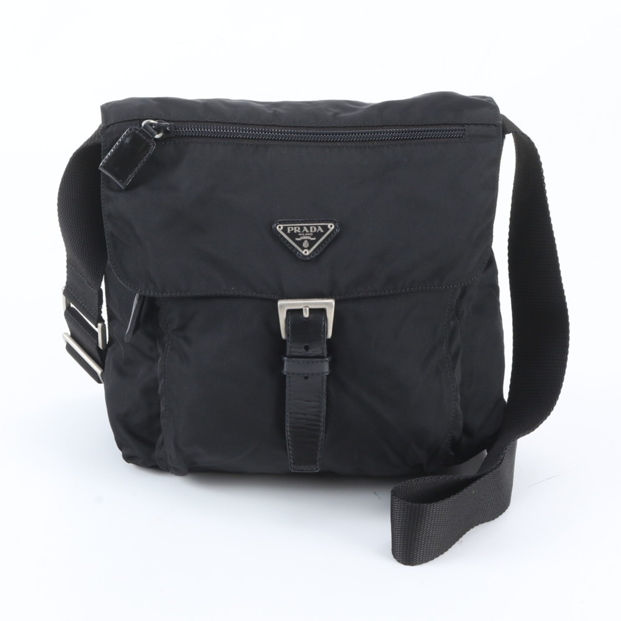 Prada Black Nylon Leather Shoulder Bag (Pre-Owned)