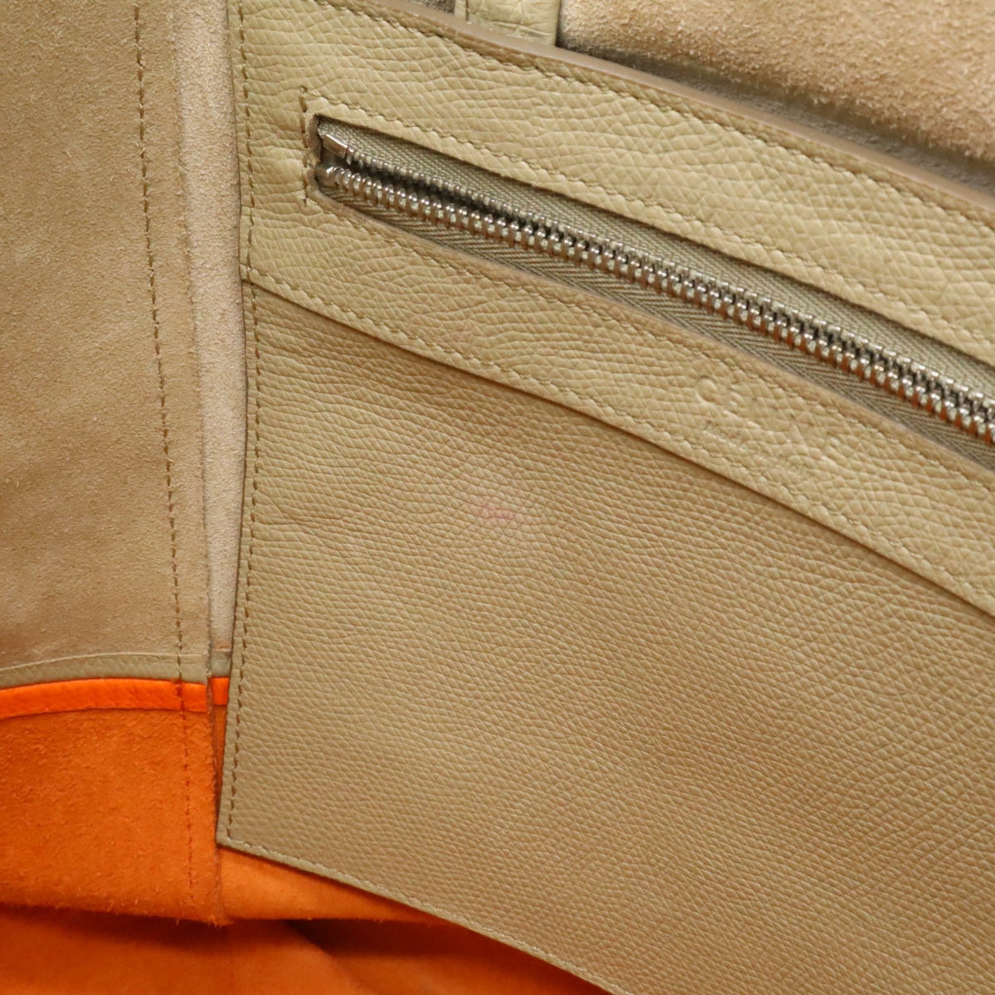 Celine Cabas Beige Orange Sand Leather Shoulder Bag Tote Bag (Pre-Owned)